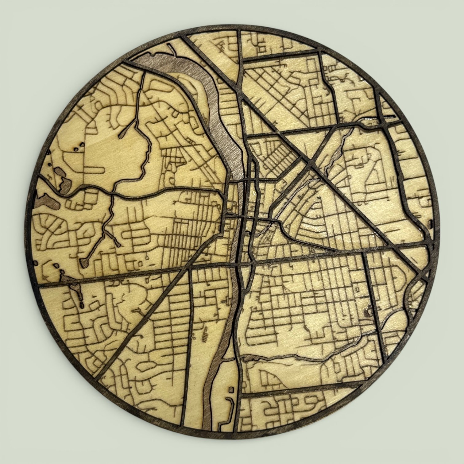 Galt, ON Laser-Cut Wood Map