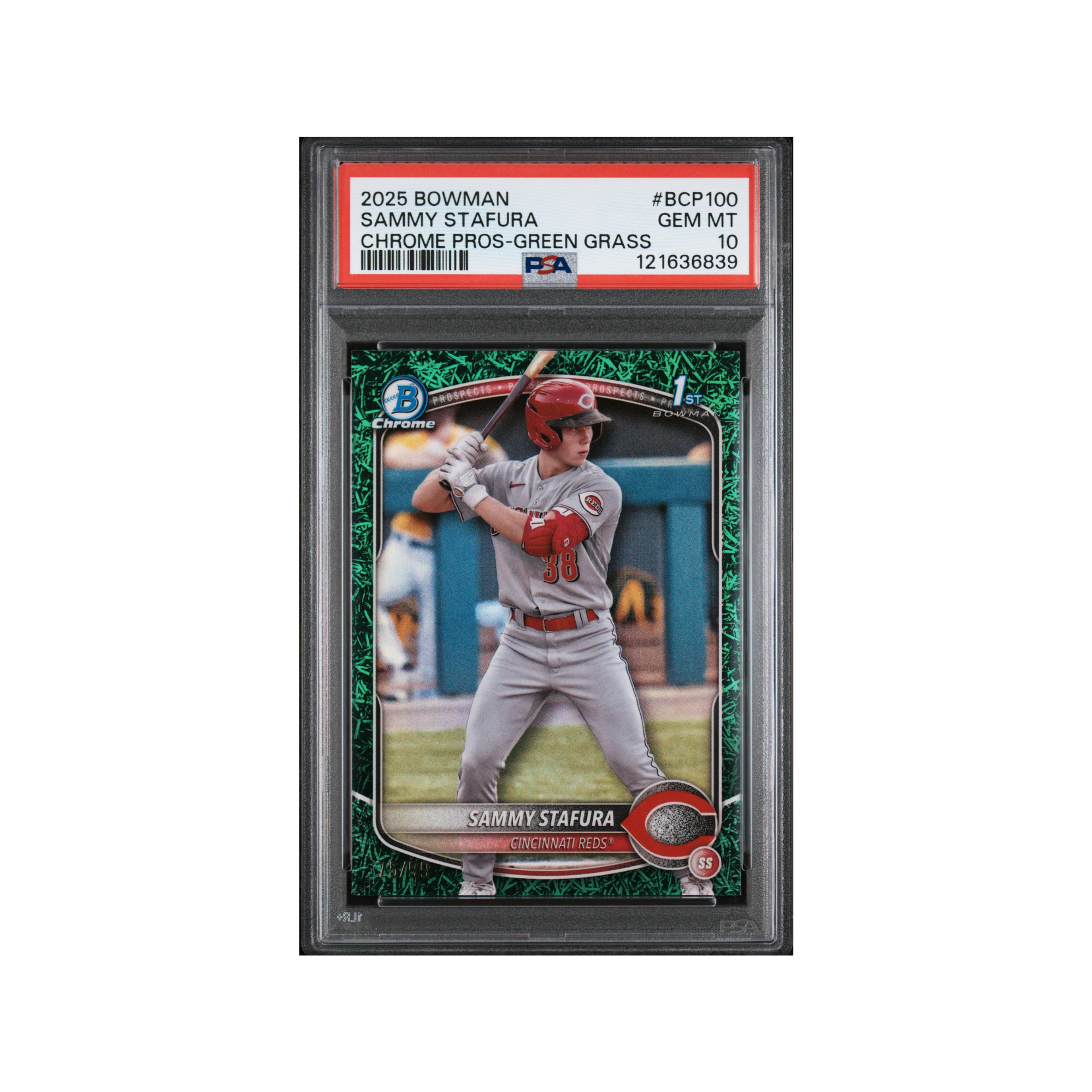 2025 BOWMAN CHROME PROSPECTS BCP100 SAMMY STAFURA GREEN GRASS /99