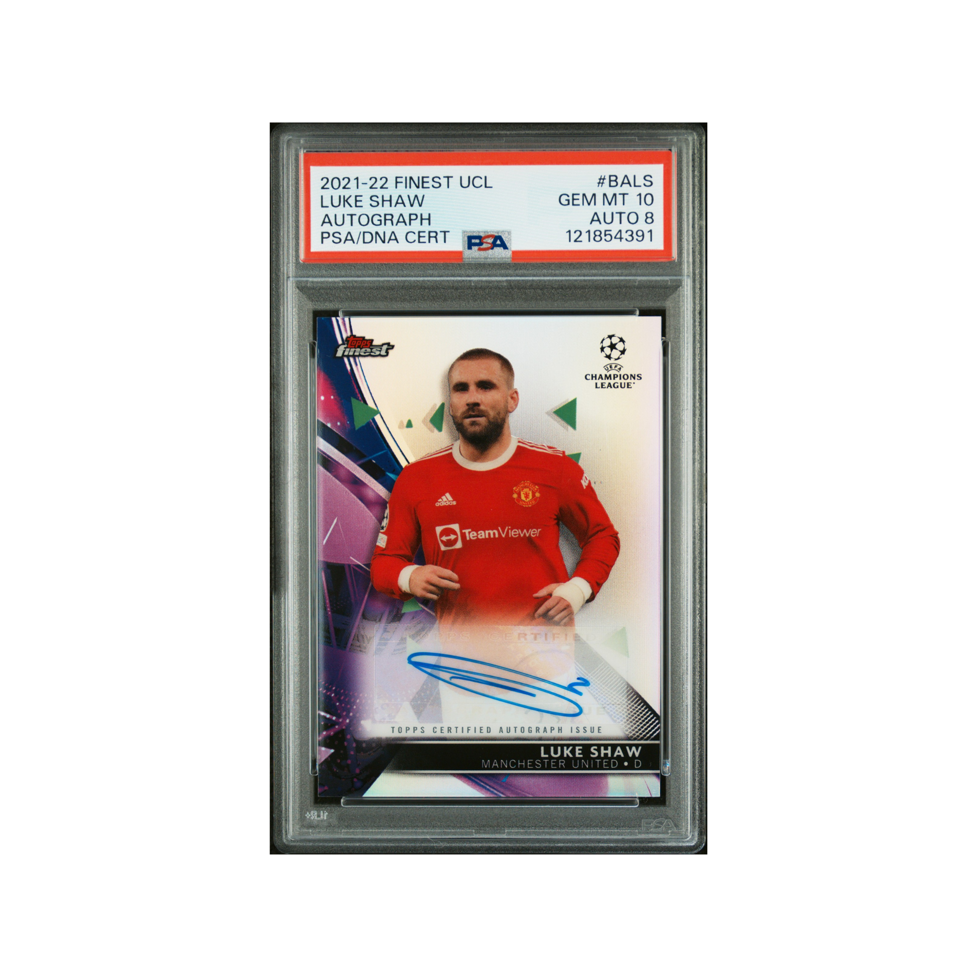 2021 - 22 FINEST UCL LUKE SHAW PSA 10 AUTO 8