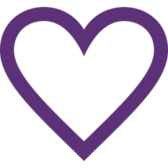 A purple-outlined heart with a black interior.
