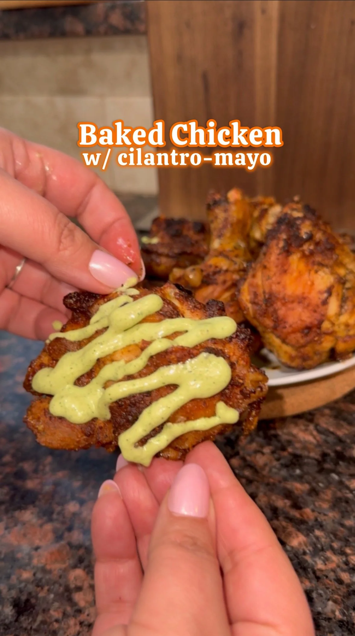 Baked Chicken with Cilantro Mayo Sauce