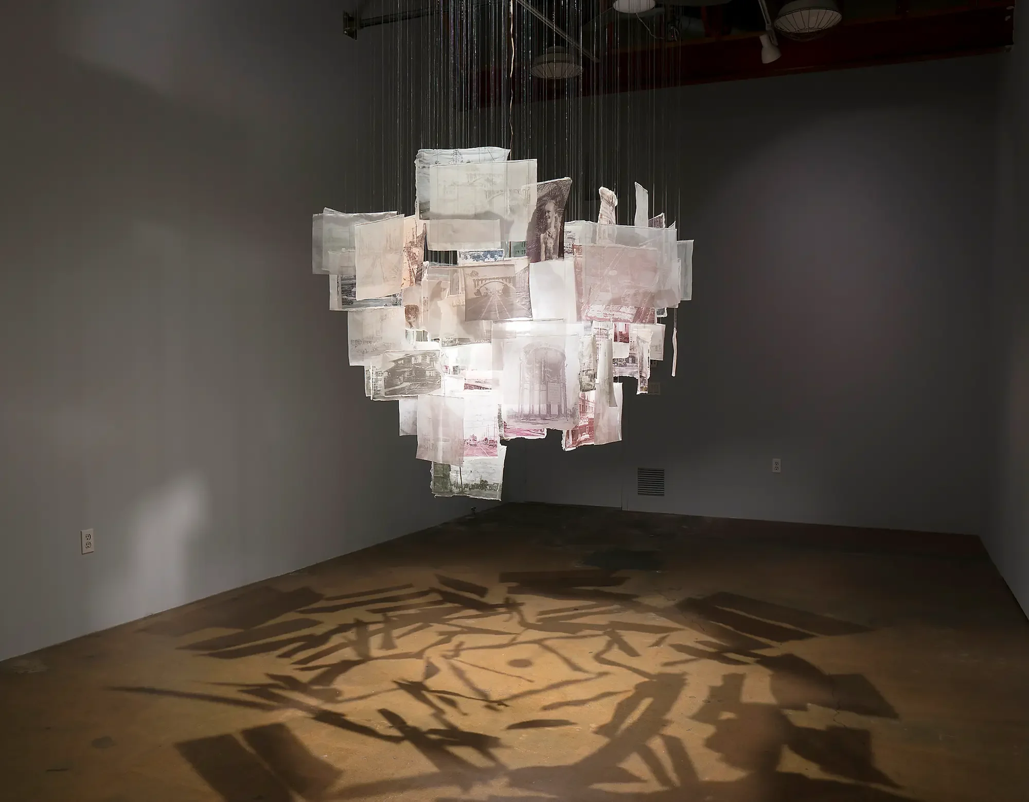 Shape of Memory, 2021
Acrylic gel, fabric, monofilament, light, 144 x 60 x 60 inches