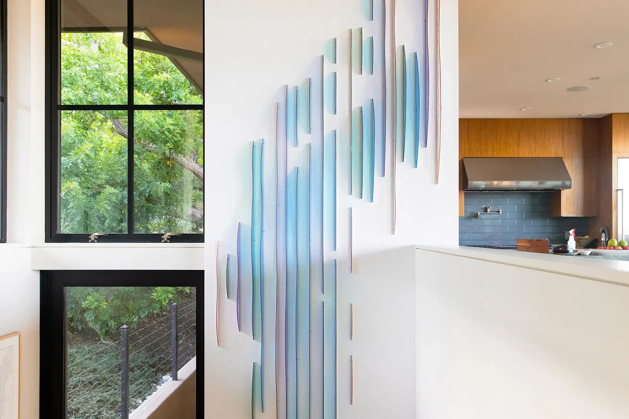 Ebb and Flow (Private Residence), 2021
Textured glass, 165.5 x 45.5 x 4 inches
Photo: Tomoko Matsubayashi