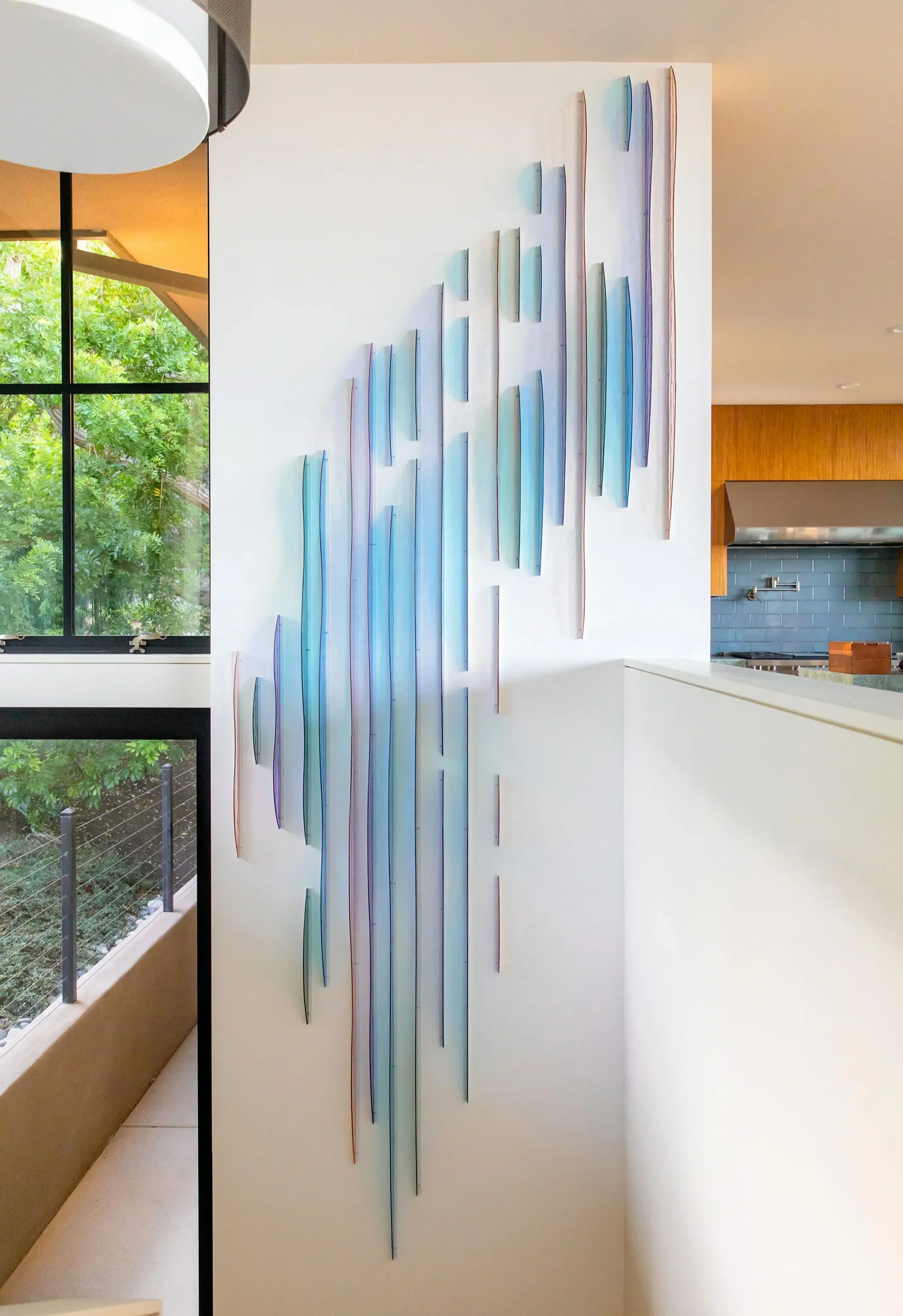 Ebb and Flow (Private Residence), 2021
Textured glass, 165.5 x 45.5 x 4 inches
Photo: Tomoko Matsubayashi