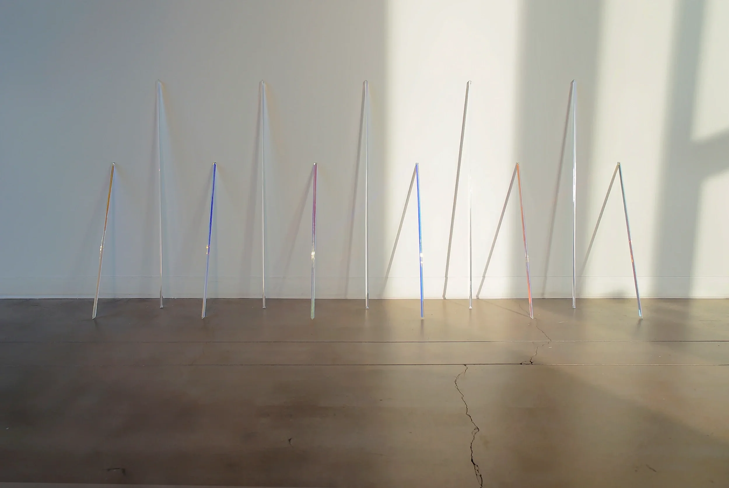 Flux, 2025
Dichroic-laminated acrylic, 39 x 108 x 12 inches