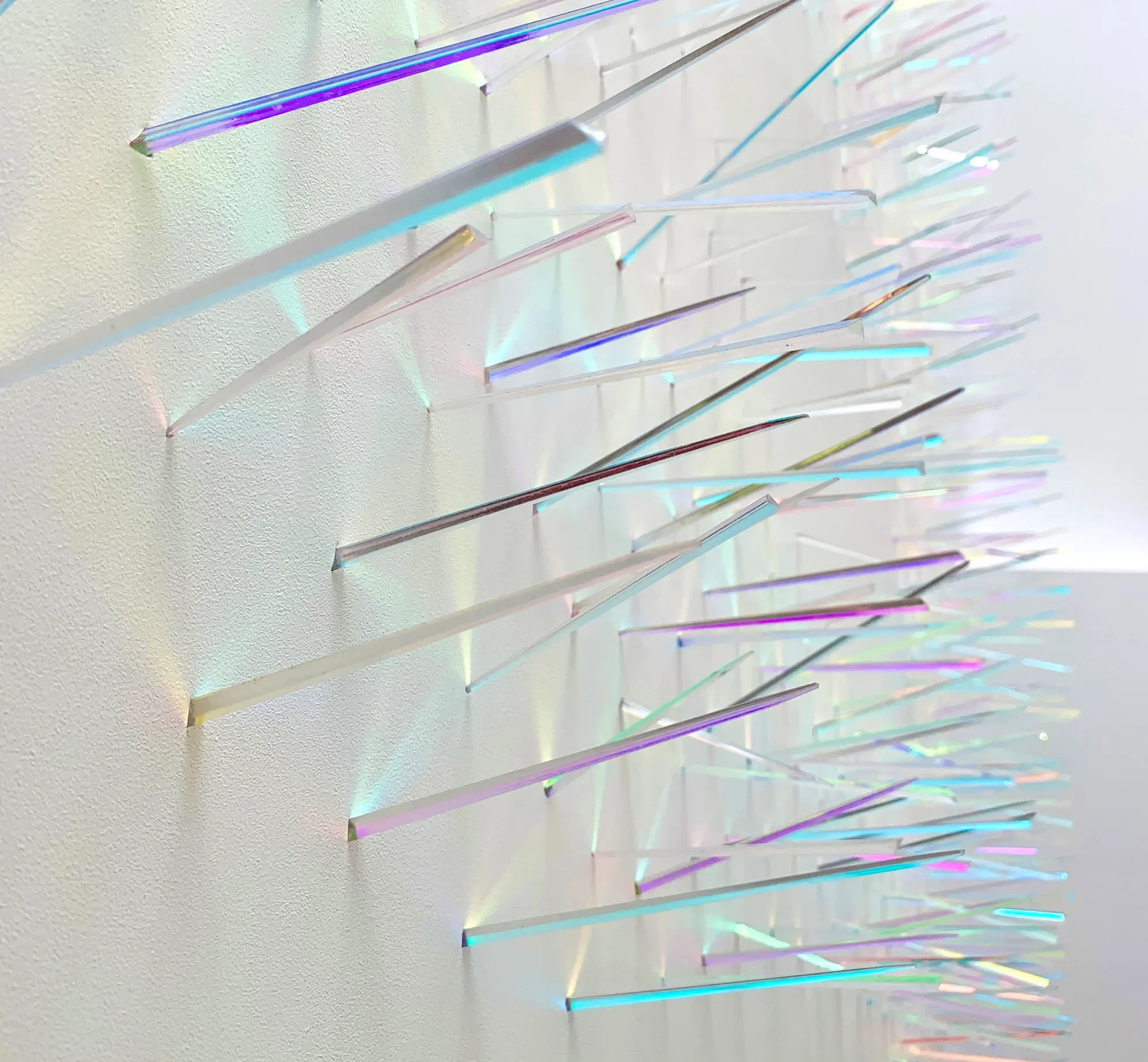 Murmuration (Panoptès Collection), 2022
Dichroic-laminated acrylic on painted board, 102 x 60 x 7 inches