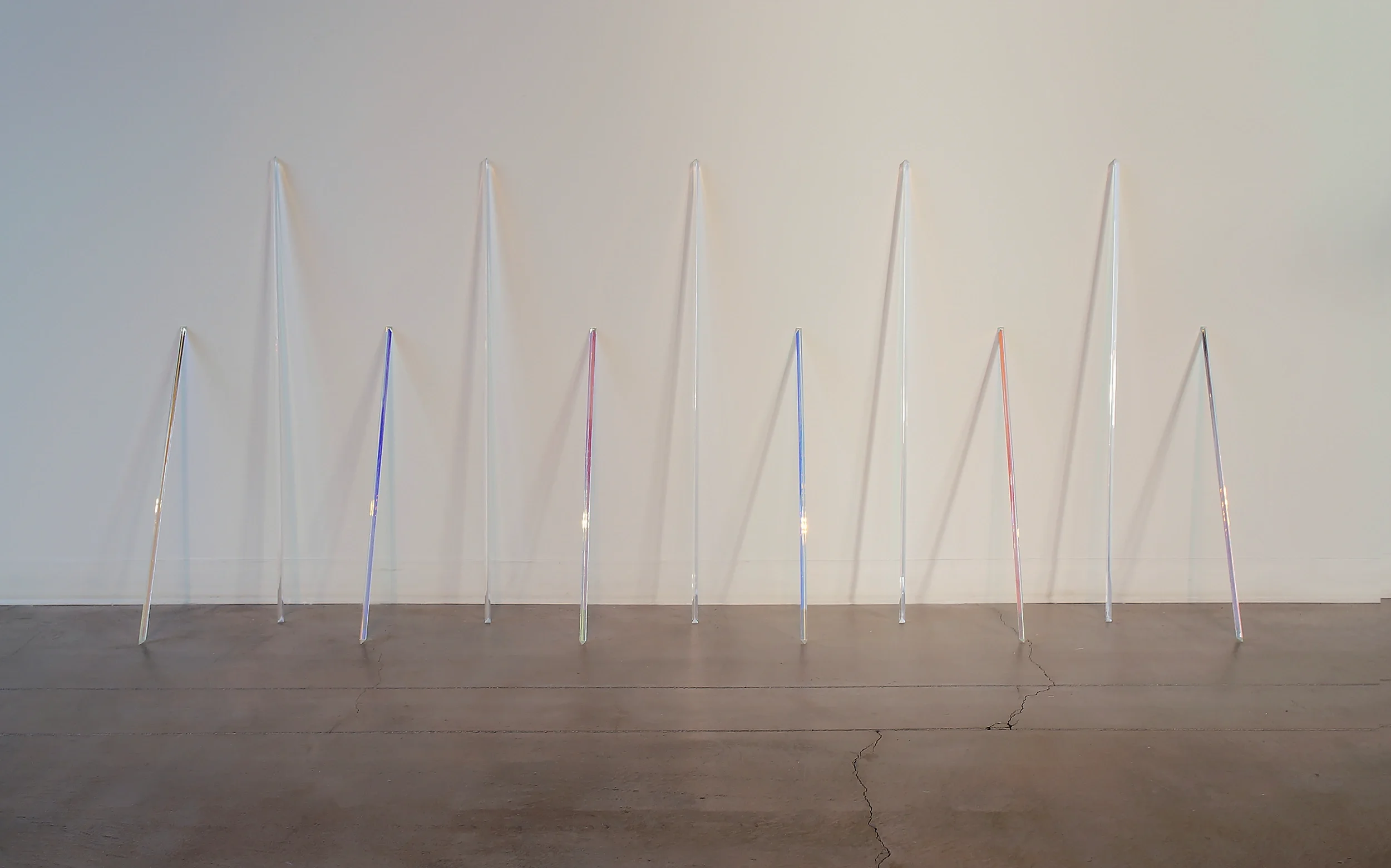 Flux, 2025
Dichroic-laminated acrylic, 39 x 108 x 12 inches