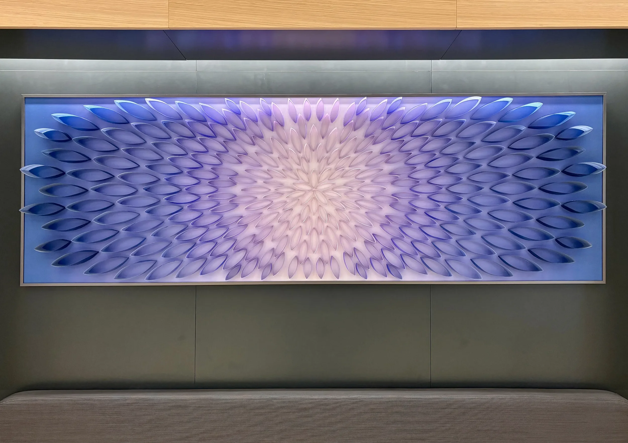 Imagination in Bloom (Google Store, San Diego), 2026
Oil and painted mylar on foam board, 28 x 84-3/4 x 3 inches