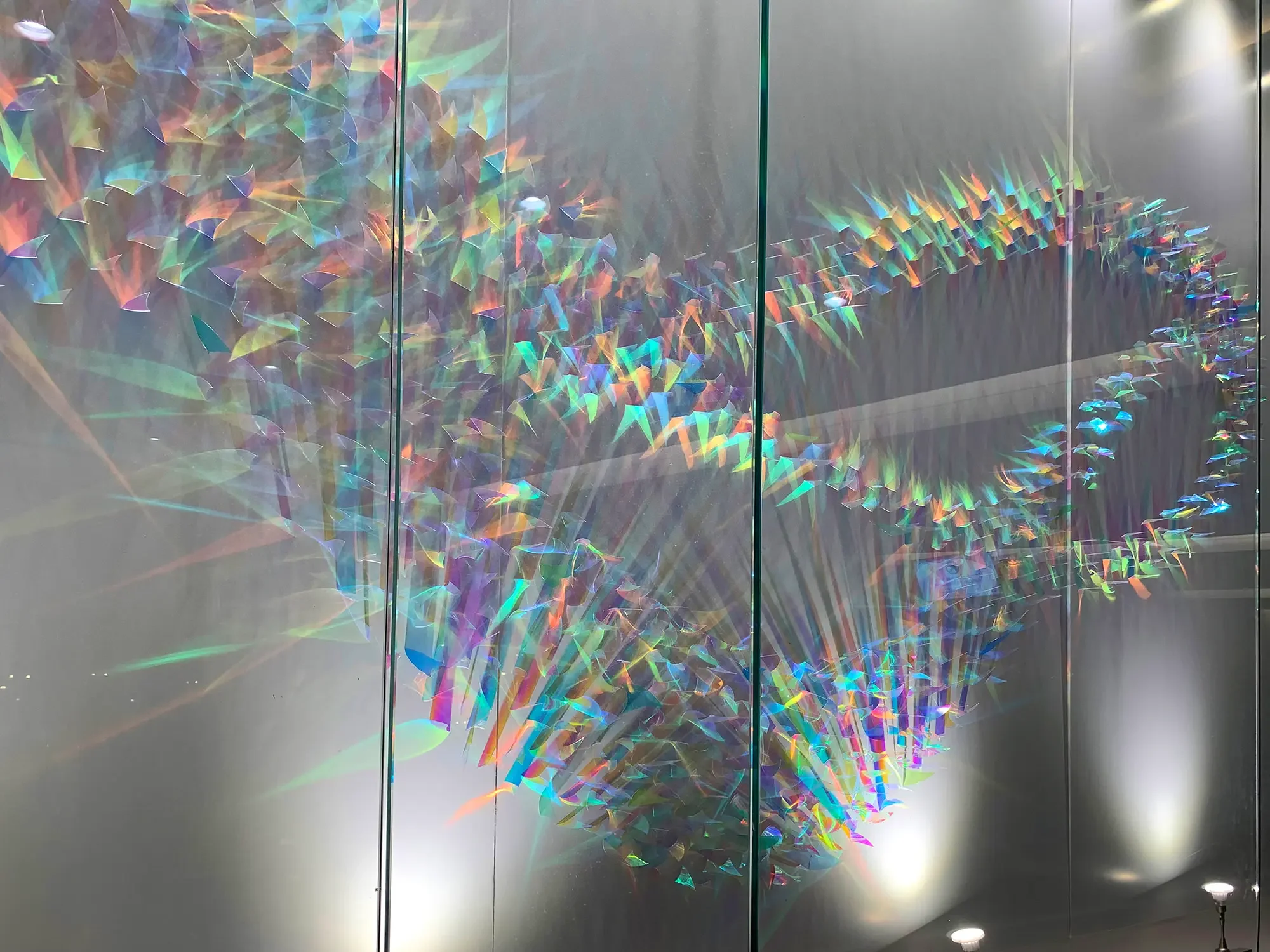 Faverig Sol (San Diego Int'l Airport), 2023
Dichroic film on foam board, 96 x 192 x 4 inches
Photo: Pablo Mason