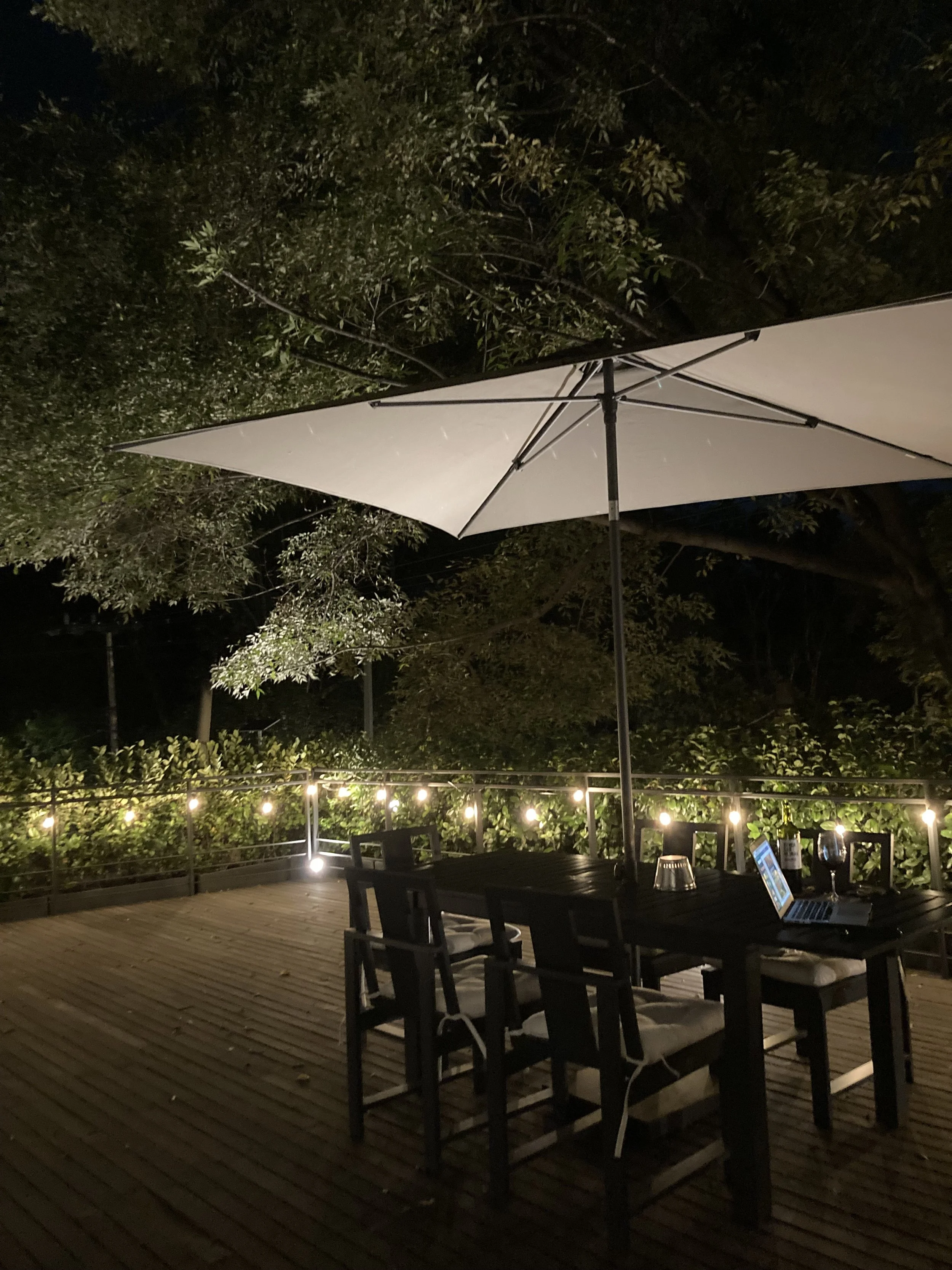 Roof garden at night