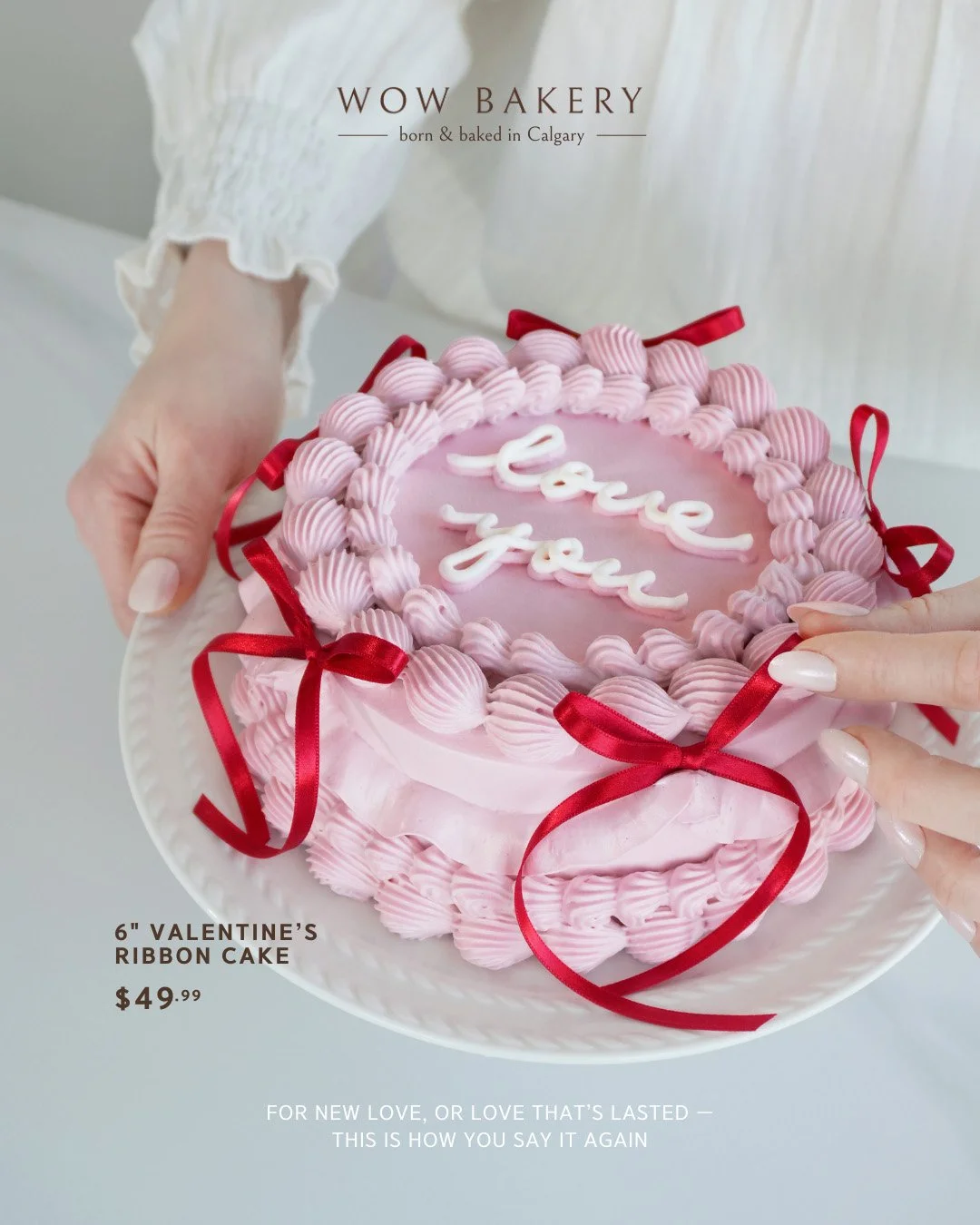 WOW BAKERY 6-inch Valentine's Ribbon Cake