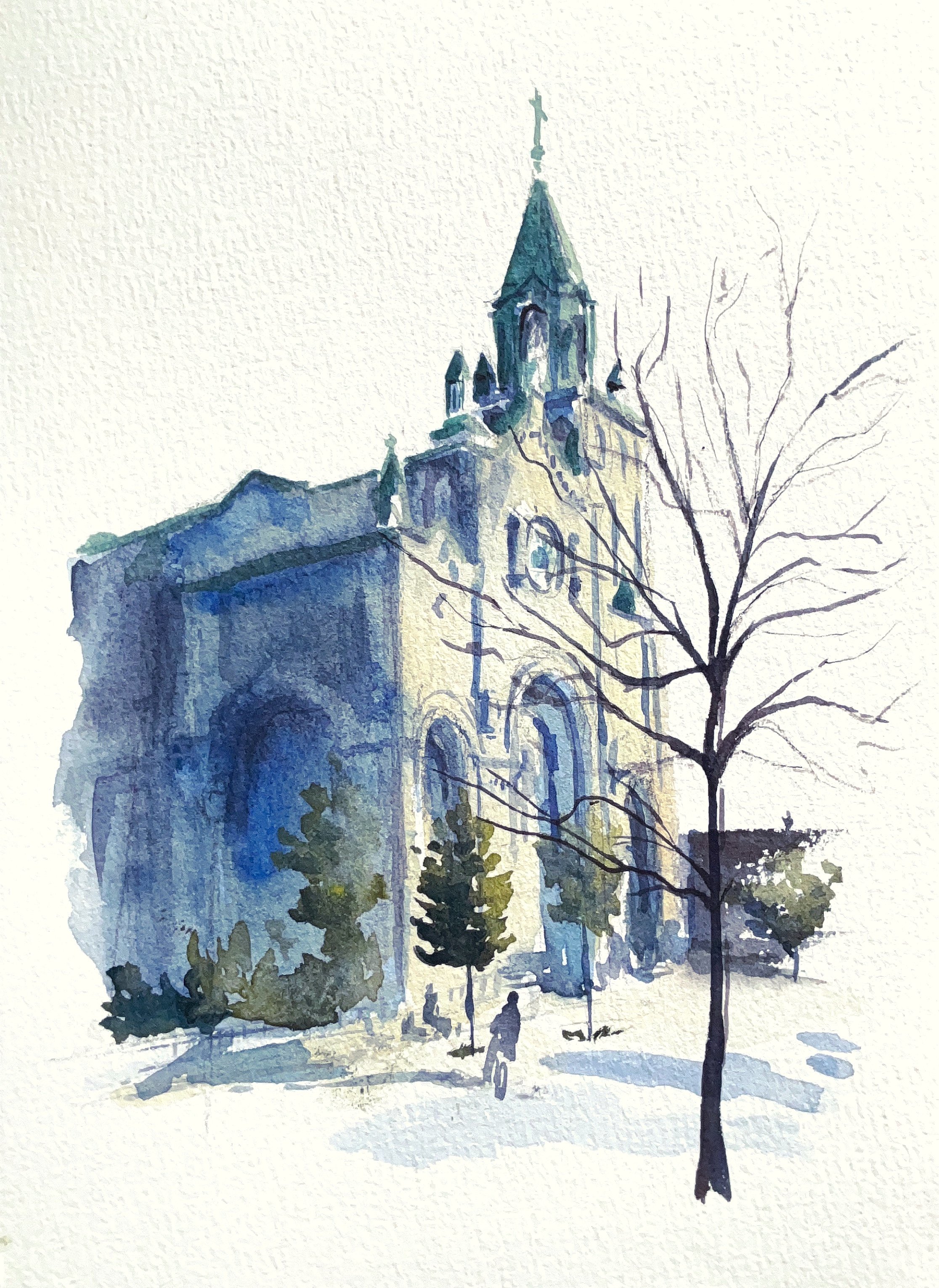 𝑨𝒑𝒓𝒆̀𝒔-𝒎𝒊𝒅𝒊 𝒅'𝒐𝒄𝒕𝒐𝒃𝒓𝒆 𝒅𝒂𝒏𝒔 𝑯𝒐𝒄𝒉𝒆𝒍𝒂𝒈𝒂. Aquarelle sur papier 100% coton, 15 x 21 cm, 2025. *DISPONIBLE*