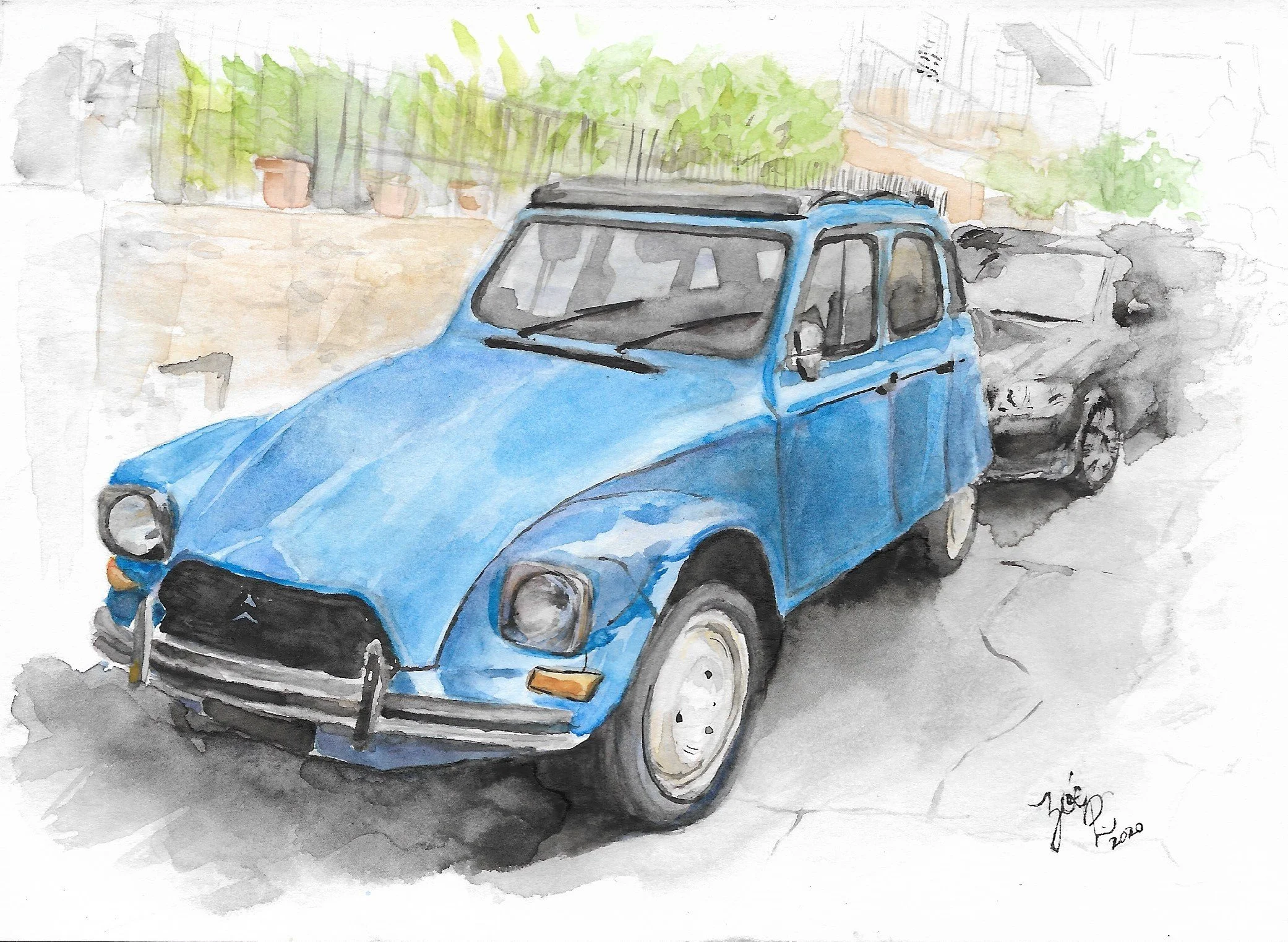 𝑫𝒂𝒏𝒔 𝒍𝒆𝒔 𝒓𝒖𝒆𝒔 𝒅𝒆 𝑹𝒐𝒎𝒆, aquarelle sur papier, 17 x 13 cm, 2020. *DISPONIBLE*