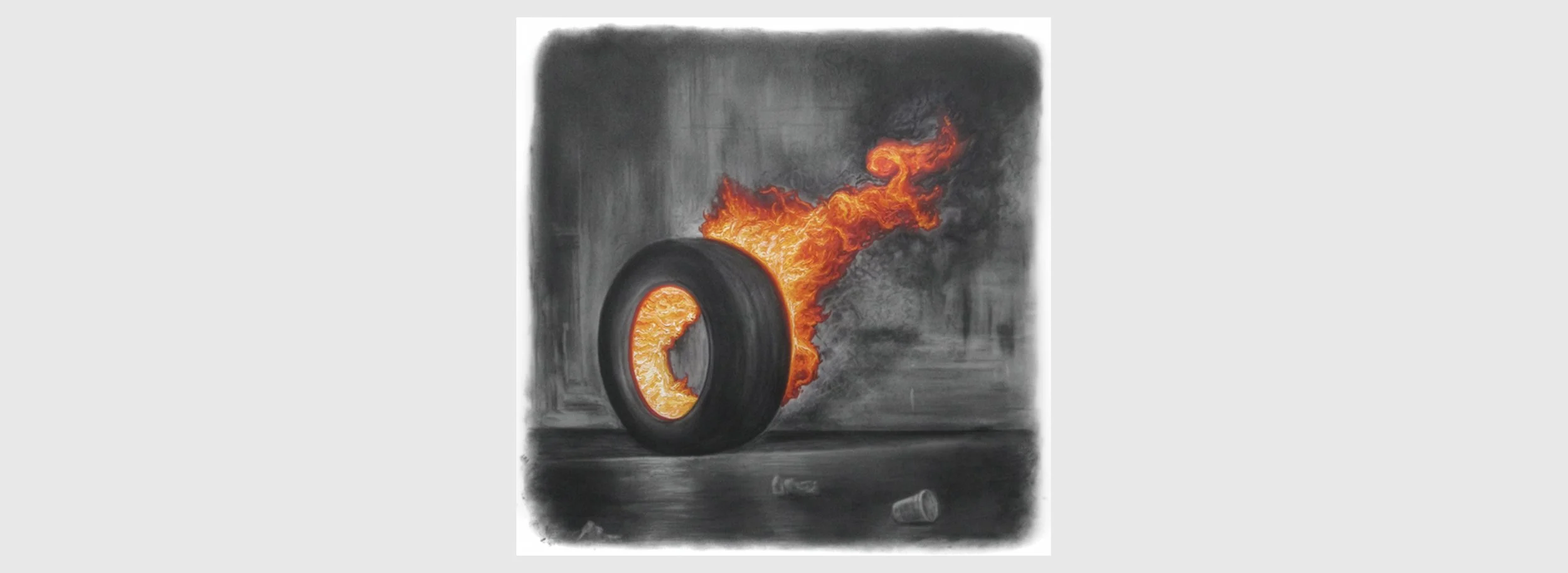 MM2 - charcoal & oil on frosted Mylar, 12 x 12 inches