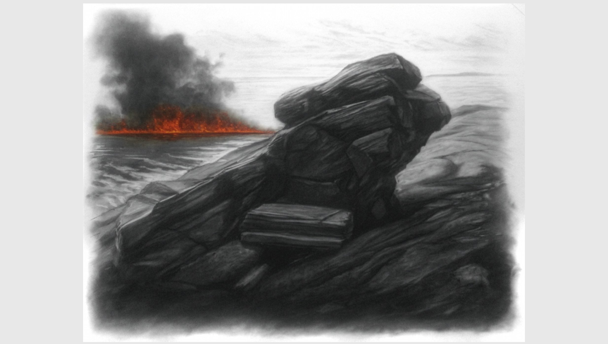 Arx - charcoal & oil on frosted Mylar, 18 x 24 inches