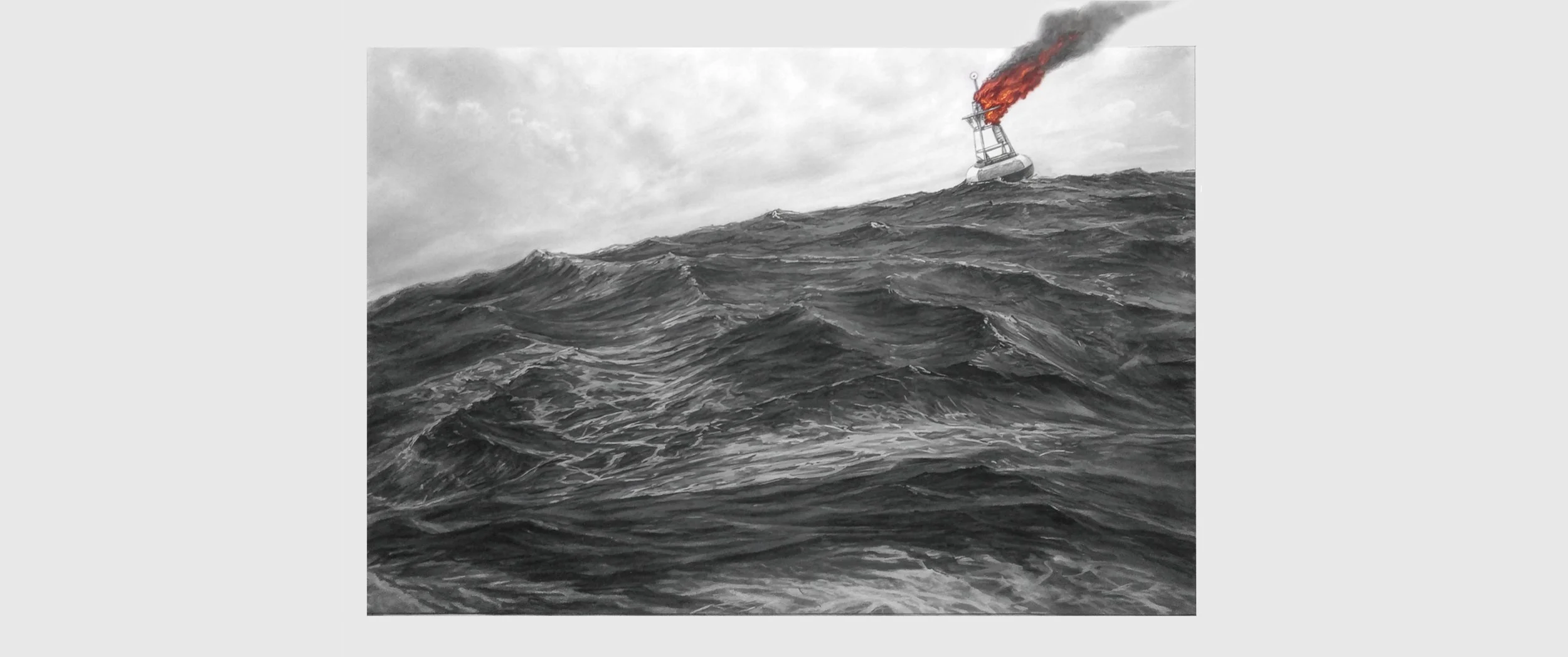 Fluxus - charcoal & oil on frosted Mylar, 19.5 x 27.5 inches