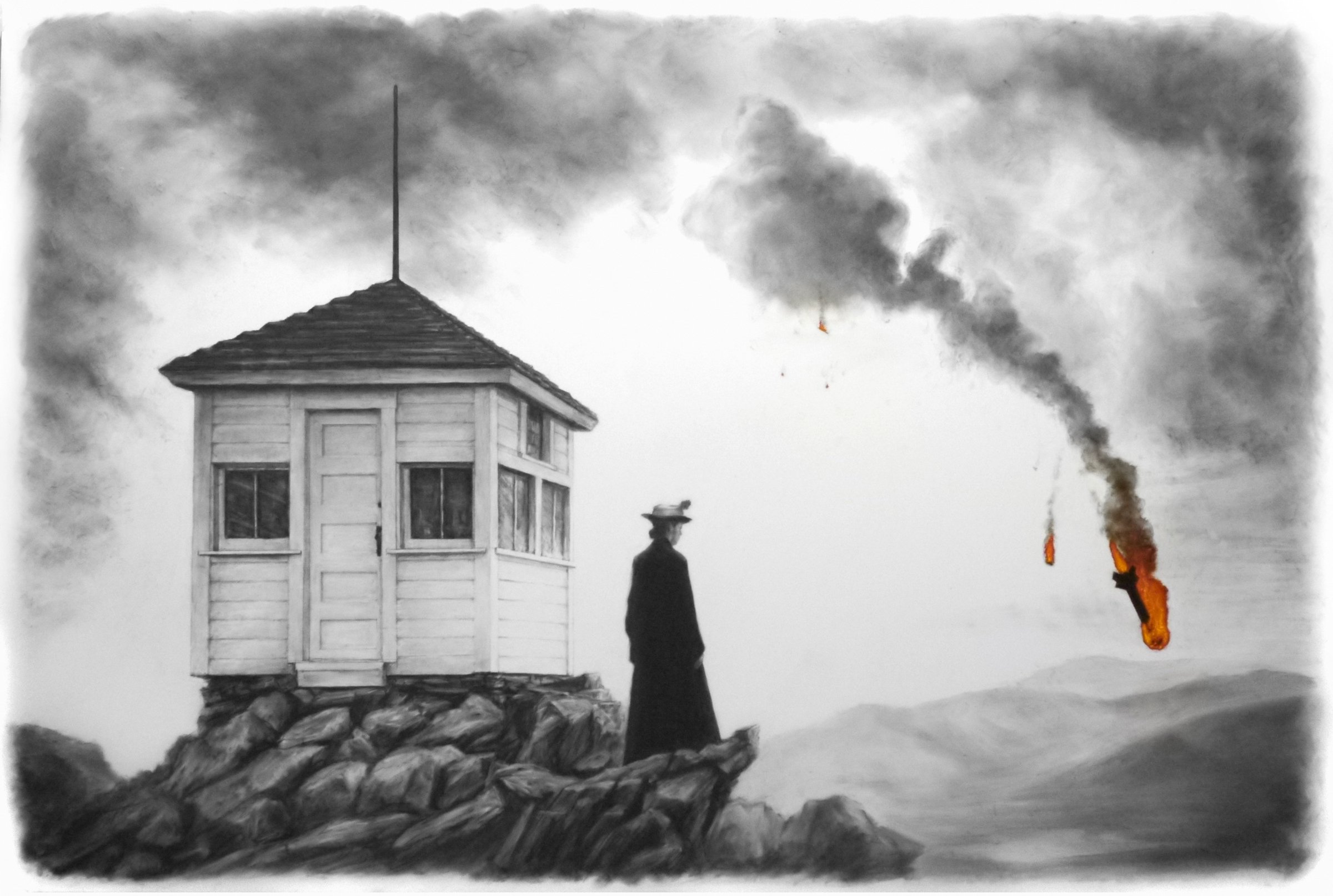 Nulla Gloria - charcoal & oil on frosted Mylar, 24 x 36