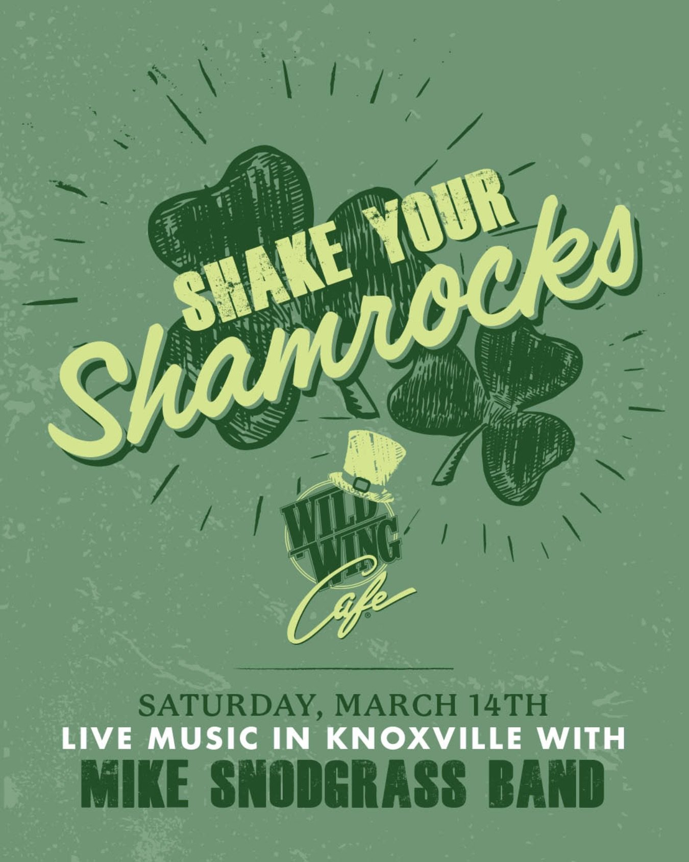 Save the date for IrishFest at The Wing! 

Saturday, March 14th we&rsquo;re celebrating St. Patrick&rsquo;s Day with drink specials, live music with Mike Snodgrass Band and Lucky Leprechauns! 🍀 🌈

The Guinness Burger will be back on the menu for th