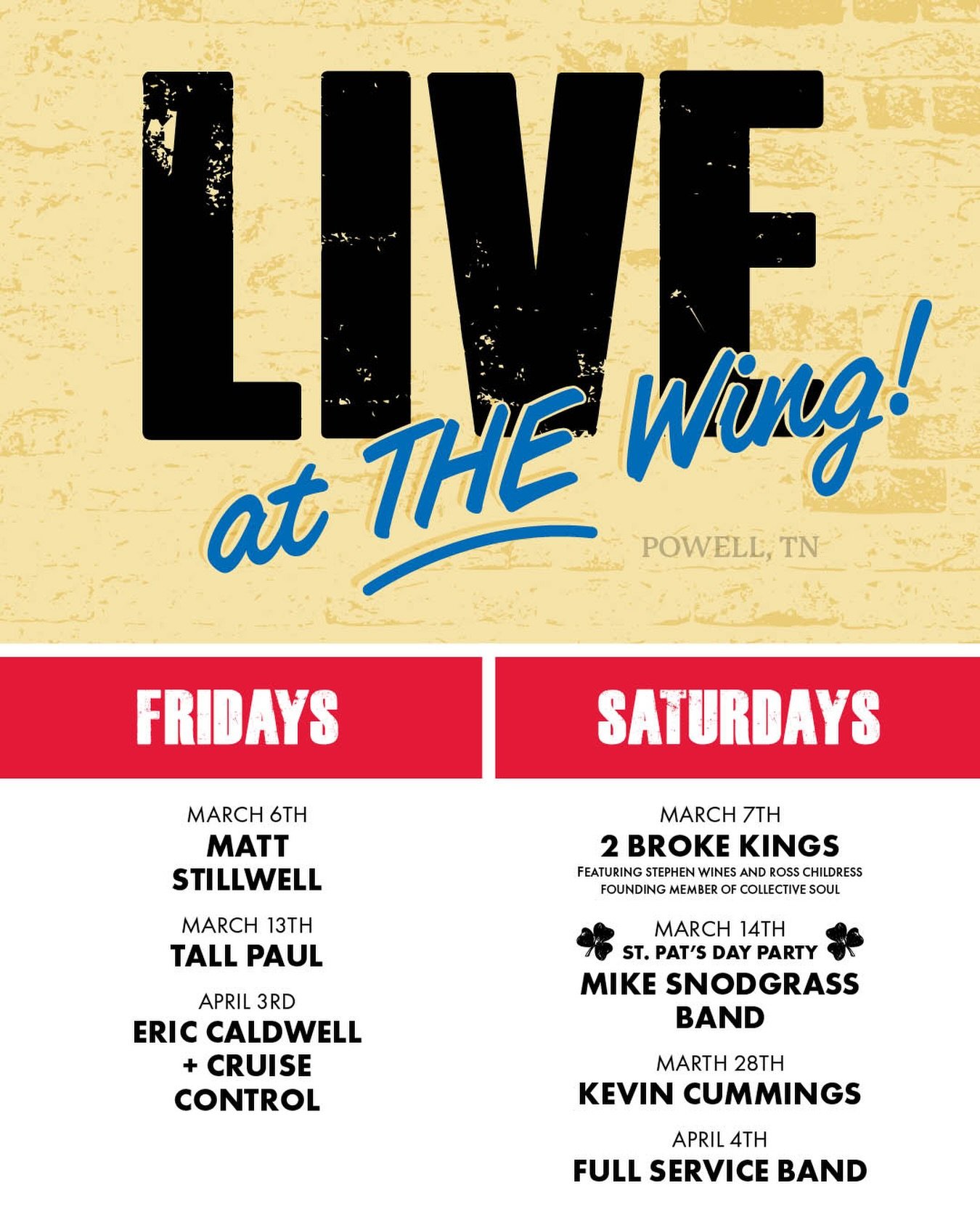 This month&rsquo;s weekend live music lineup 🤘🏼🎶