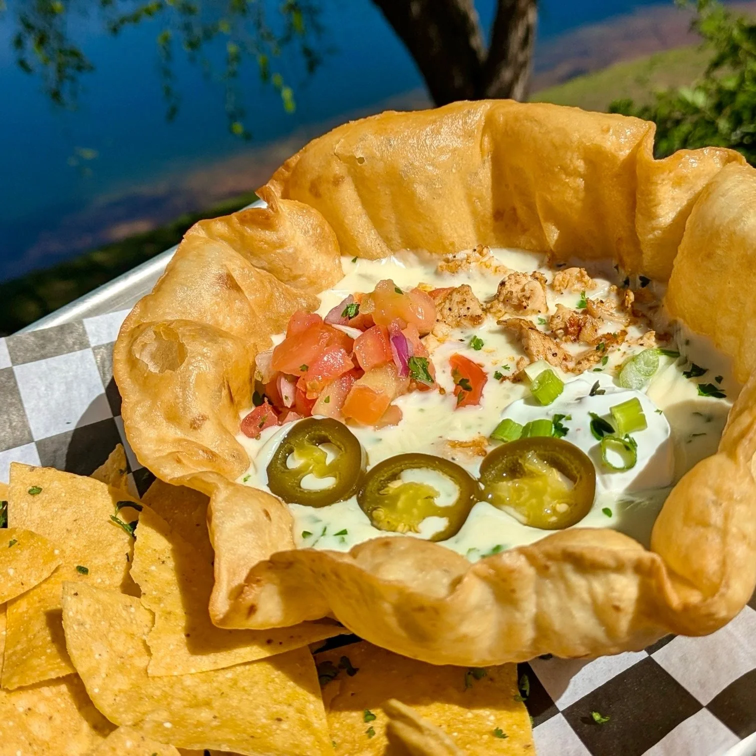 A little sunshine on the patio with our Grande Cabo Queso and it almost feels like vacation. Come over for some good vibes and all your Fiesta favorites! ☀️ 😎 🌴