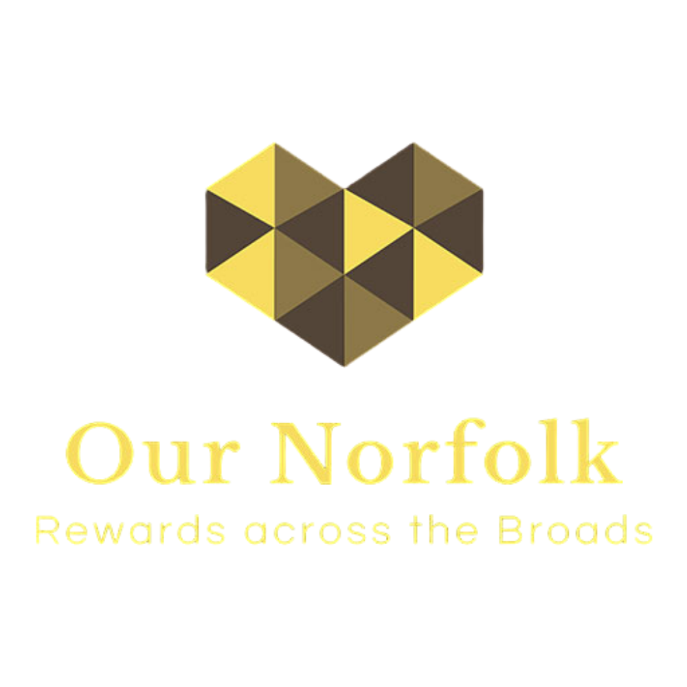 Logo with a hexagonal honeycomb pattern in yellow and brown, and the text "Our Nofolk" in yellow, with smaller text underneath saying "Famous quotes for 2019".