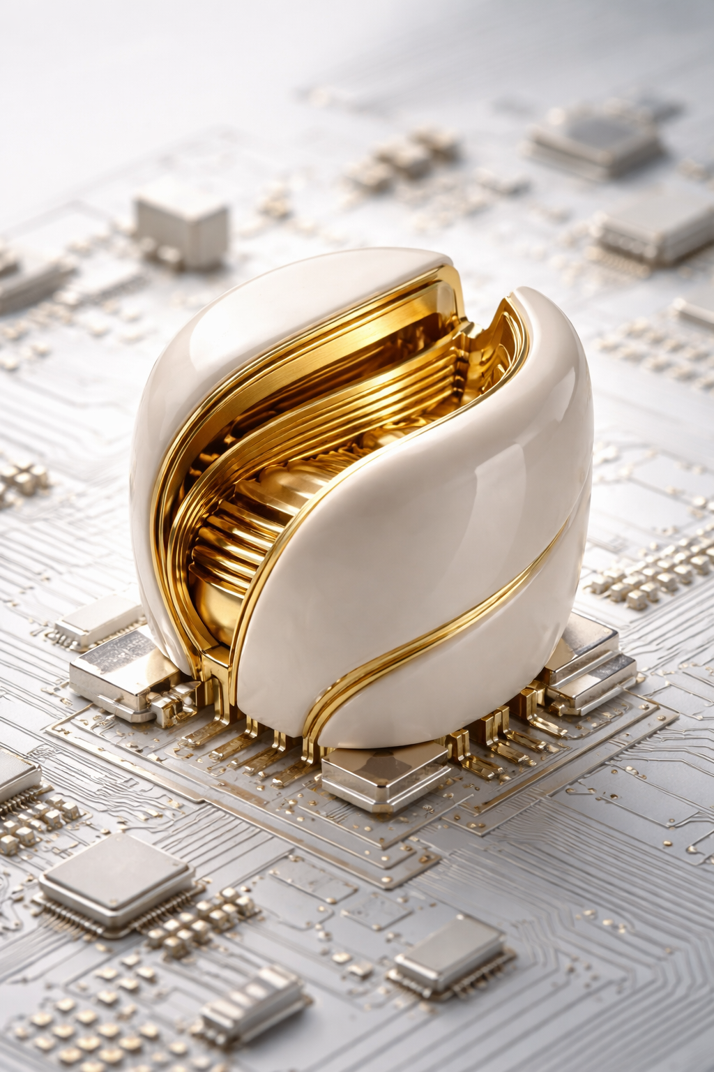 Sculptural capacitor on circuit board.png