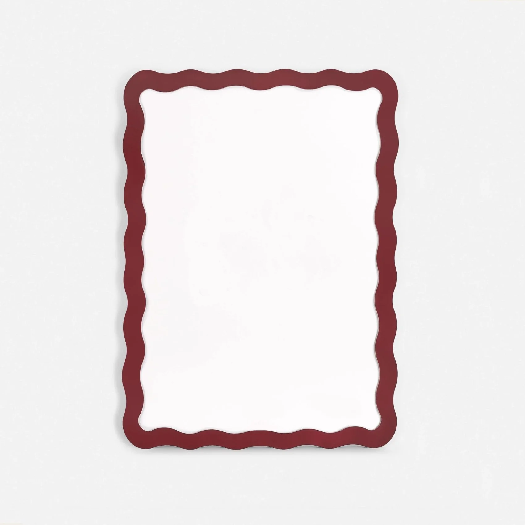 Empty red-bordered wavy rectangular frame on a gray background.