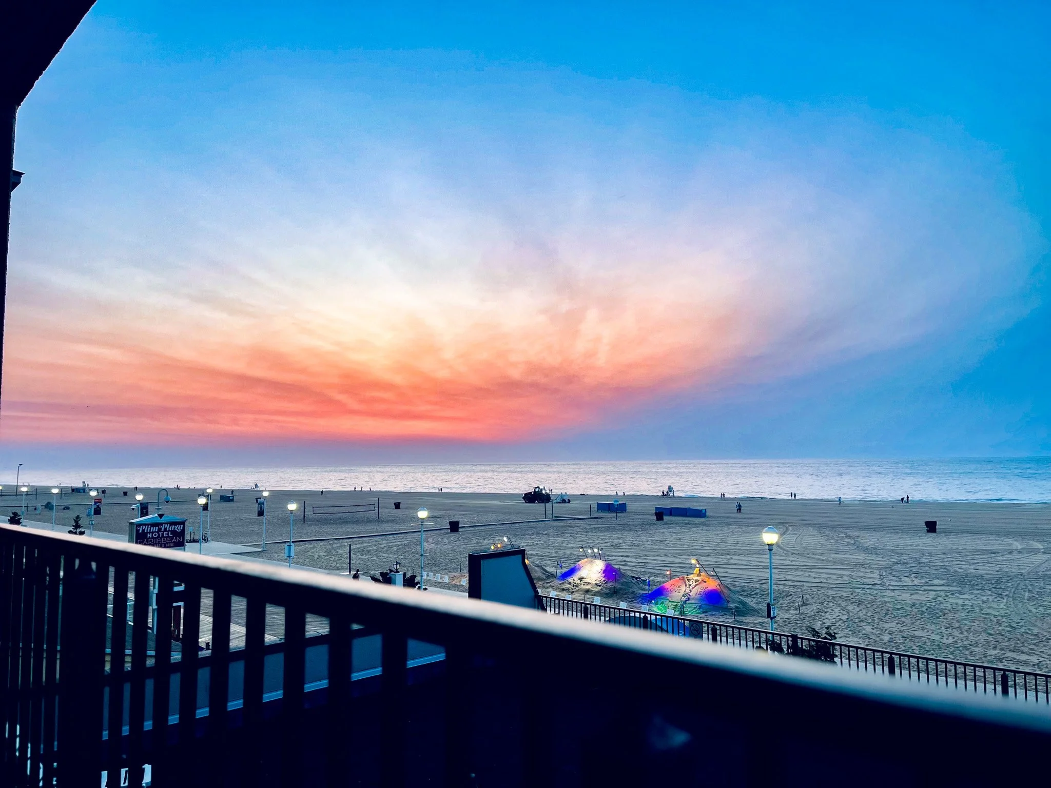 Sunset over the  beach 