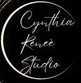 Black circular logo with white handwritten text reading 'Cynthia Renea Studio'.