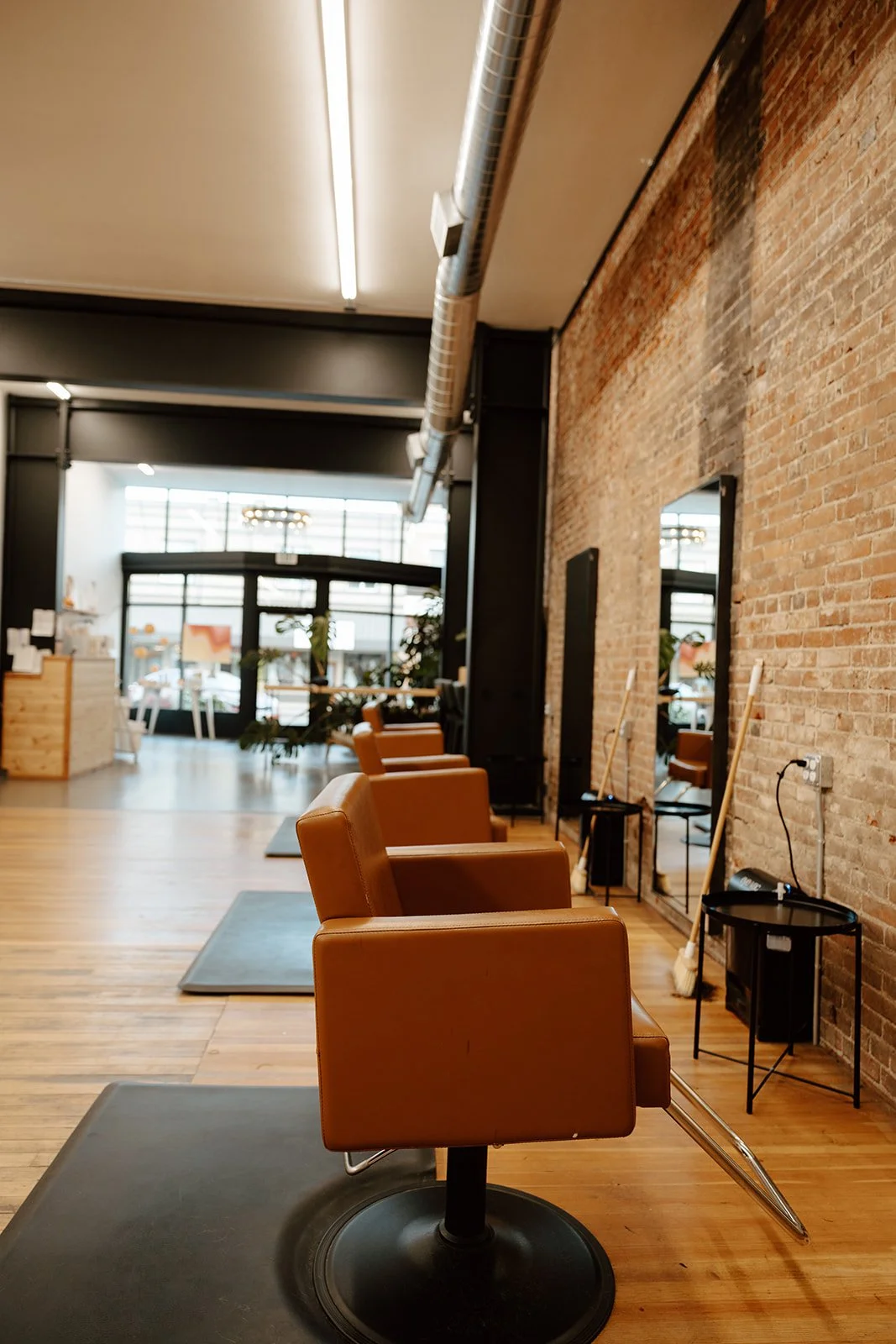 Hair salon styling chairs inside Brooklyn Hair Co. in Lynden, Washington