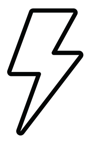 Outline of a lightning bolt symbol on a black background.