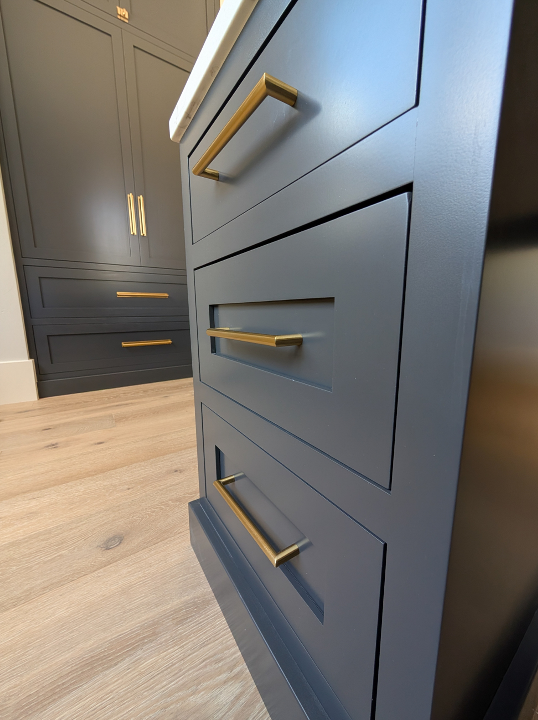 Side view kitchen cabinetry black with gold hardware.png