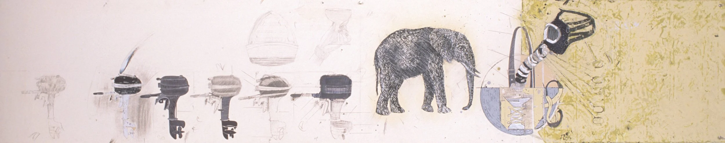 "Horizontal Strip Drawing No. 3 (Lou)," 1998,
mixed media on paper, 18 x 92 in.
$4000