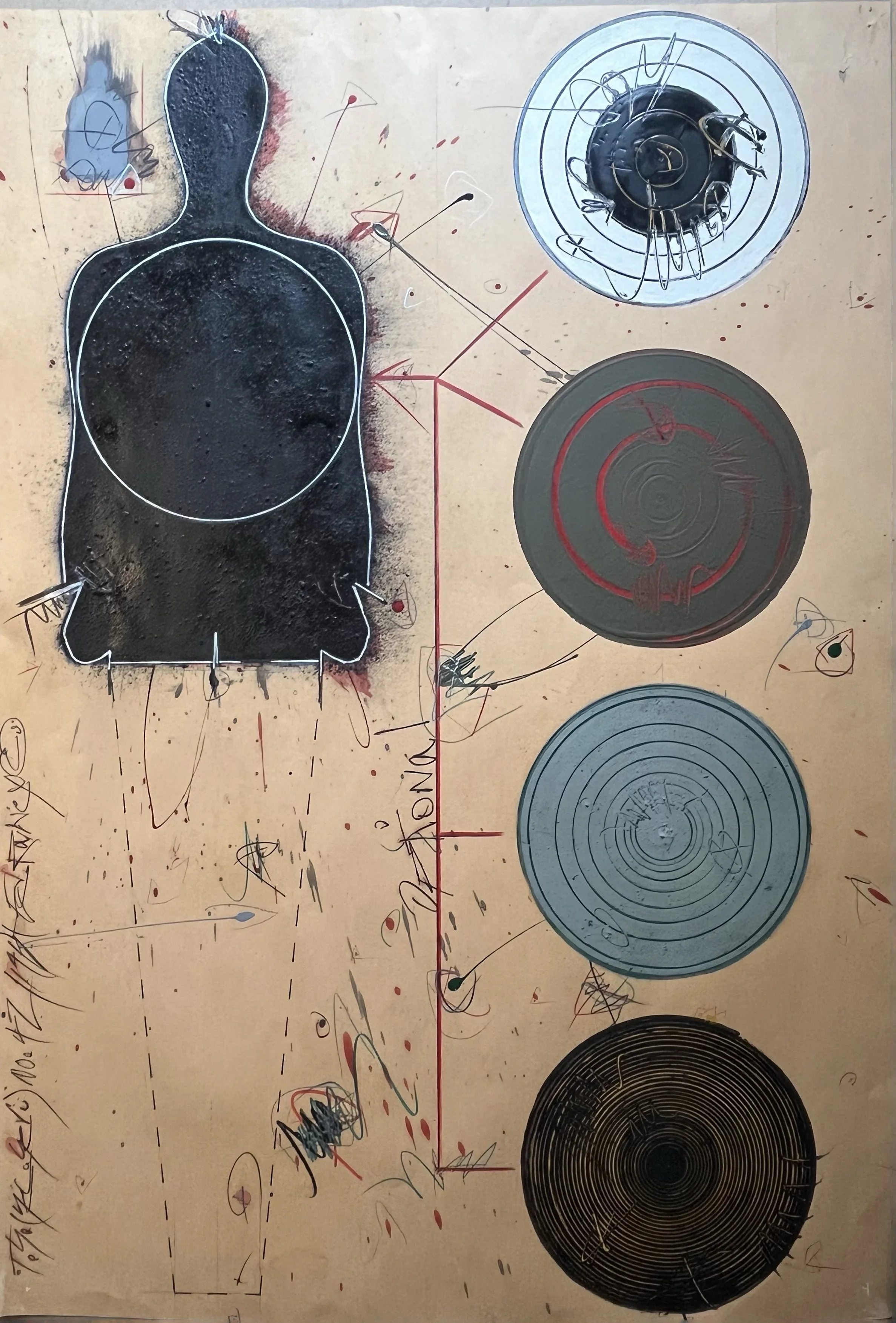 "Target Study (Second Series) No. 42", 1984,
mixed media on paper, 36 x 24 in.  			
$3500