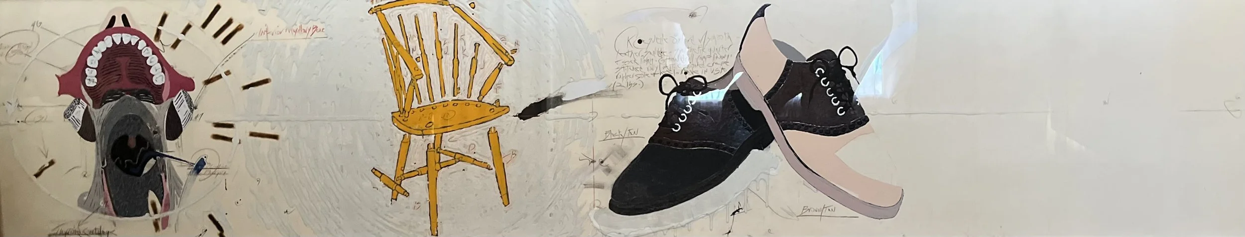 "Horizontal Strip Drawing" (unsigned), 1998,	
mixed media on paper, 18 x 92 in.
$2500