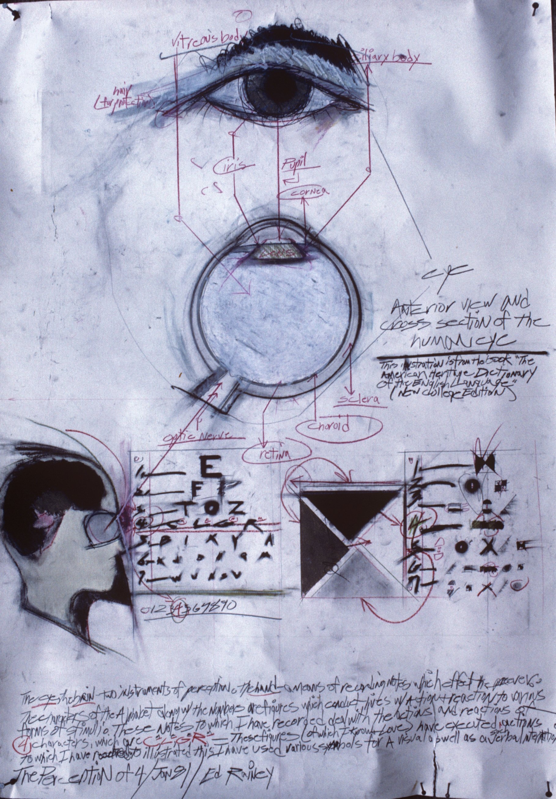 The Perception of 4, 1980, mixed media on paper