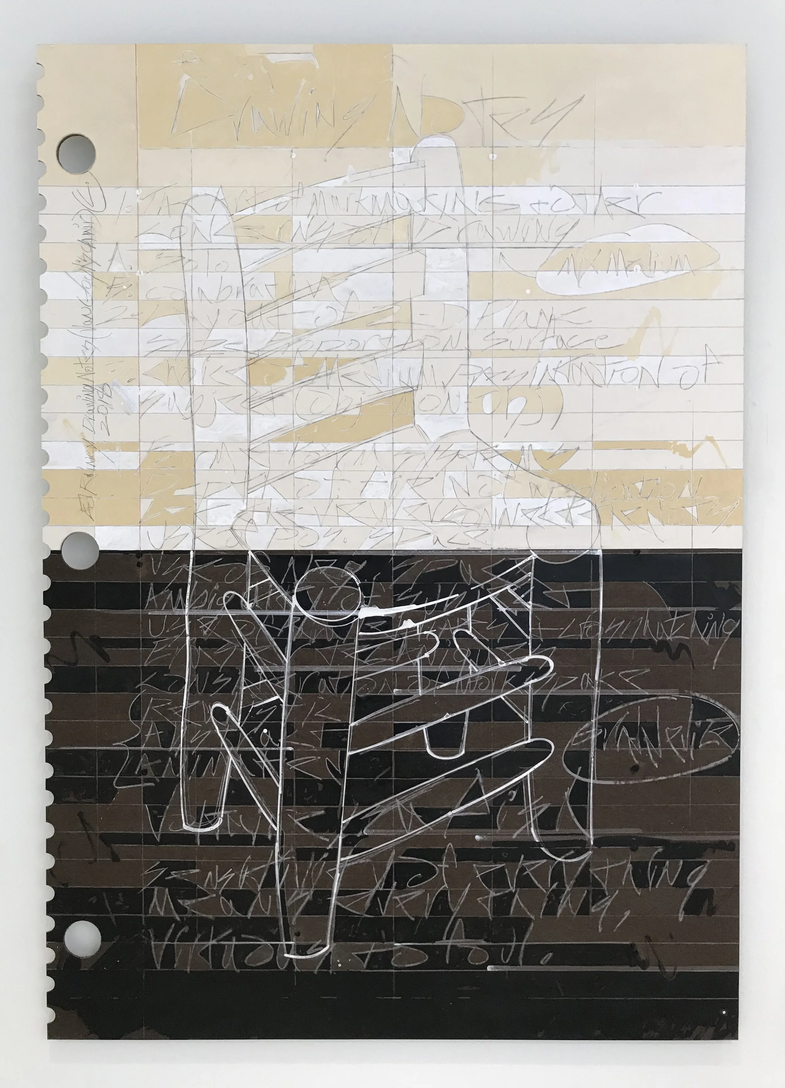 Drawing Notes (Van Gogh's Chair), 2018, mixed media on paper and MDF board, 53.25" x 37.5 in.