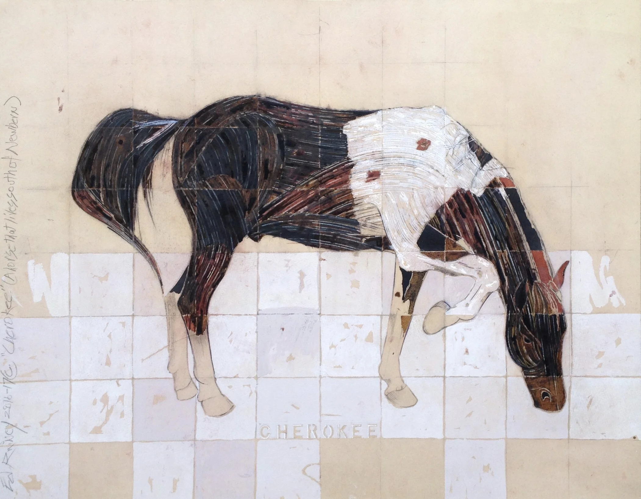 Cherokee (A horse that lives south of Newbern), 2016-17, mixed media on paper, 27.75 x 21.75 in.