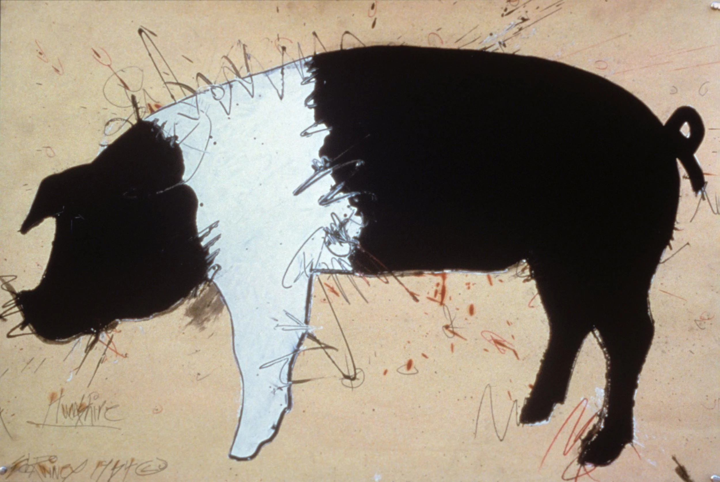 Hamshire, 1984, mixed media on paper,  36 x 24 in. 