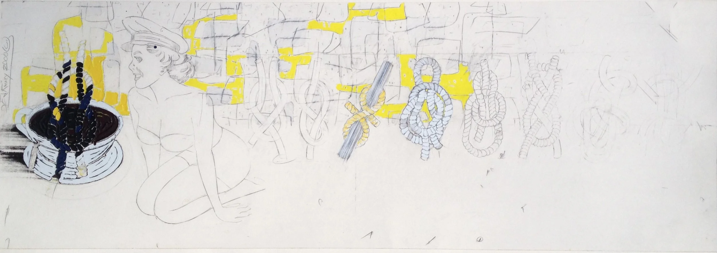 Horizontal Strip Drawing, 2000, mixed media on paper, 92 x 18 in.
