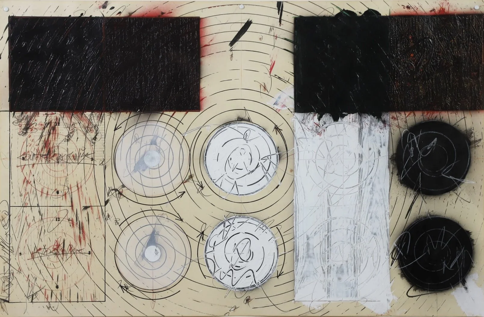 Clockwise/Counterclockwise Cantilever Form, 1986, mixed media on paper, 30 x 46 in.