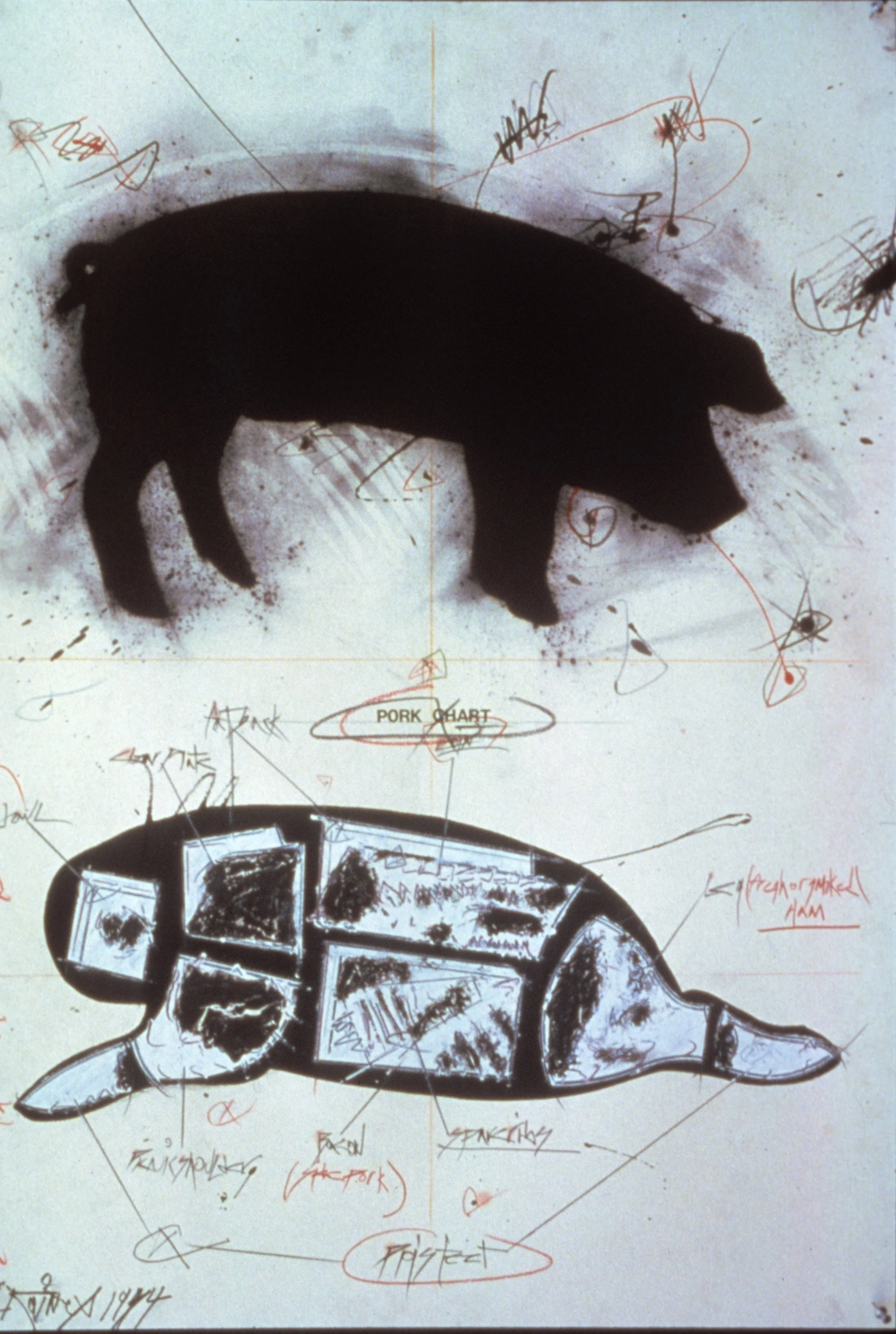 Pork Chart, 1984, mixed media on paper, 24 x 36 in.