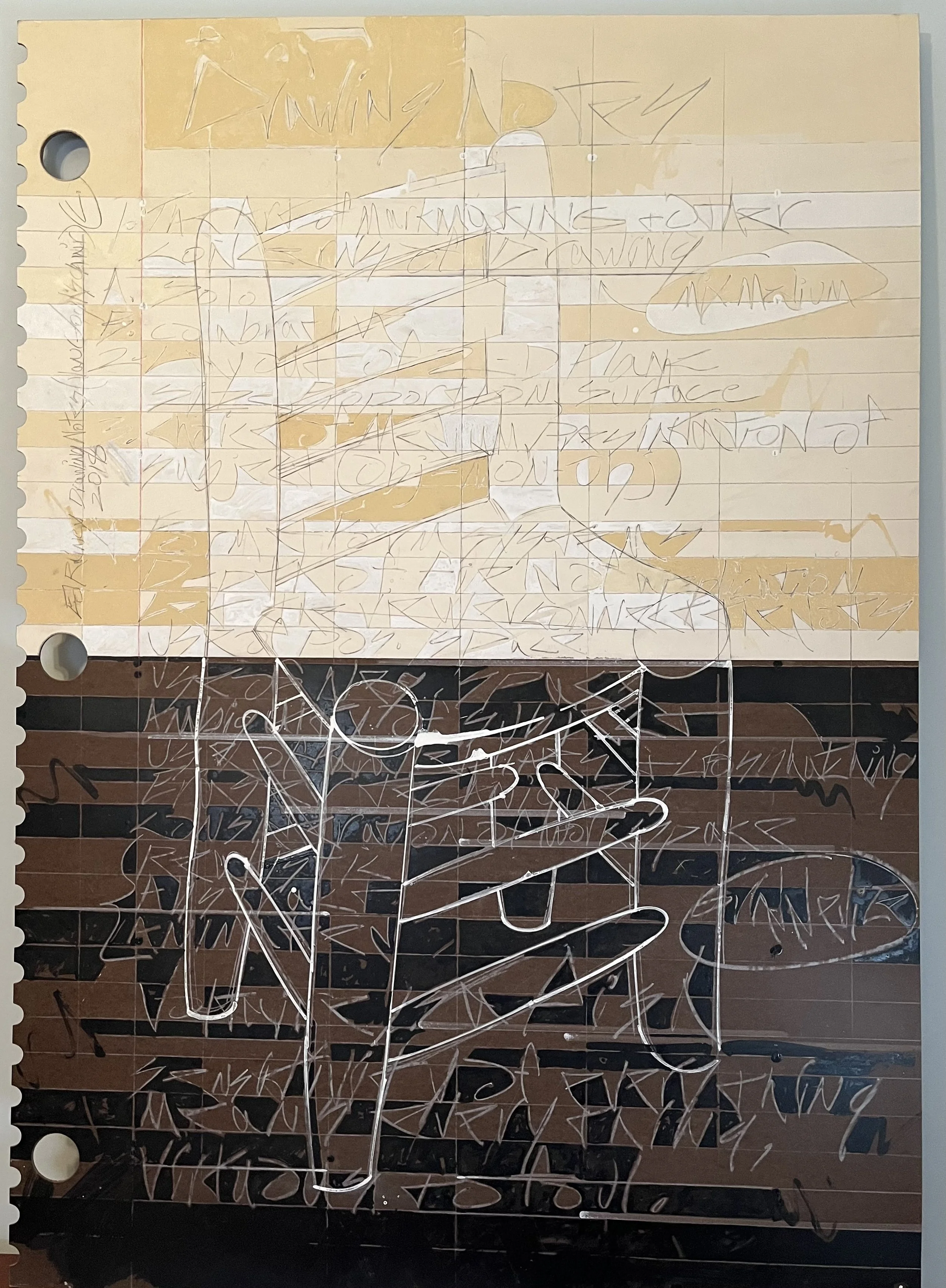 "Drawing Notes (Van Gogh’s Chair)," 2018,
mixed media on paper and MDF board, 53.25 x 37.5 in.,	
$3500