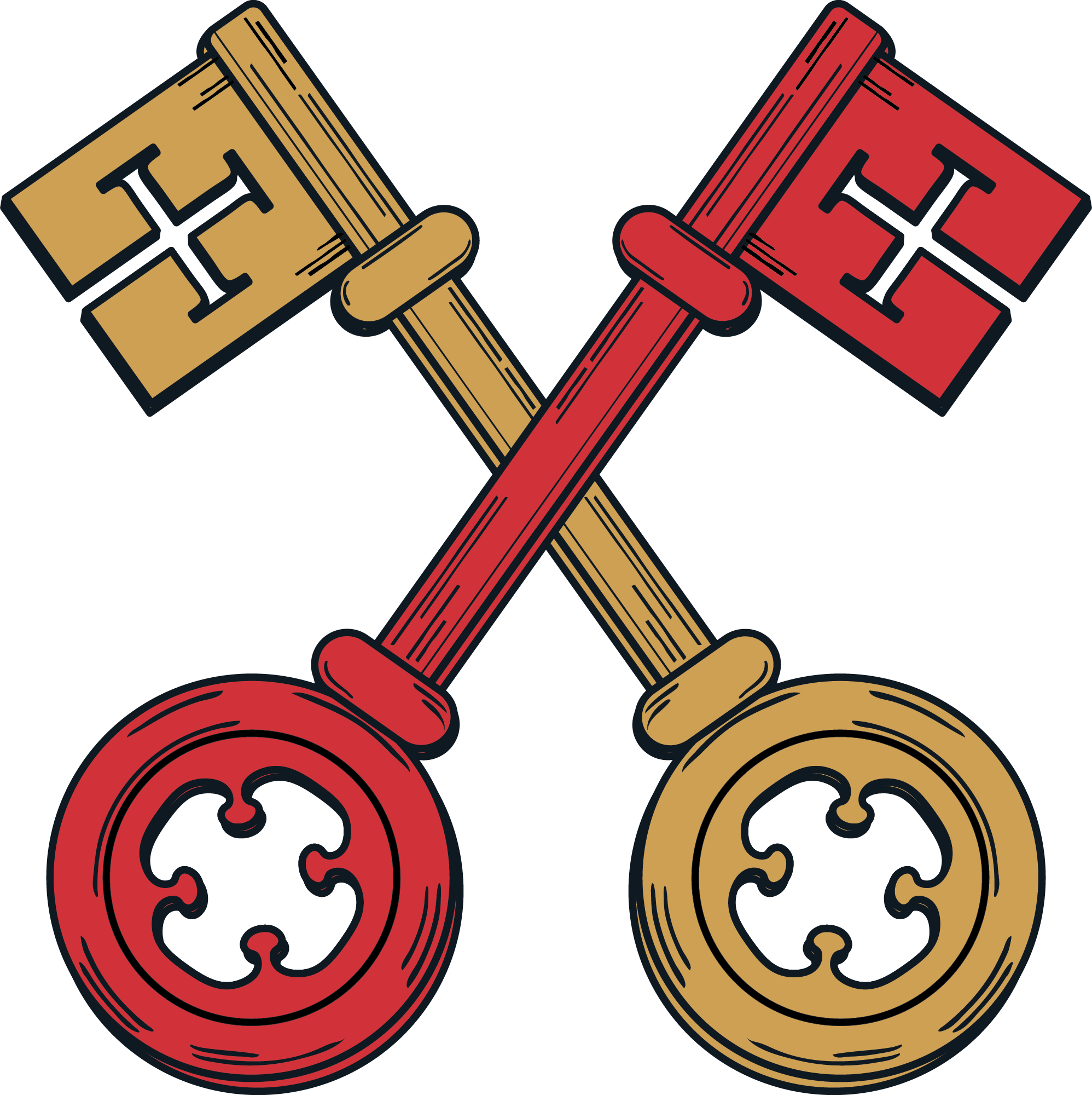 Red and gold keys crossed