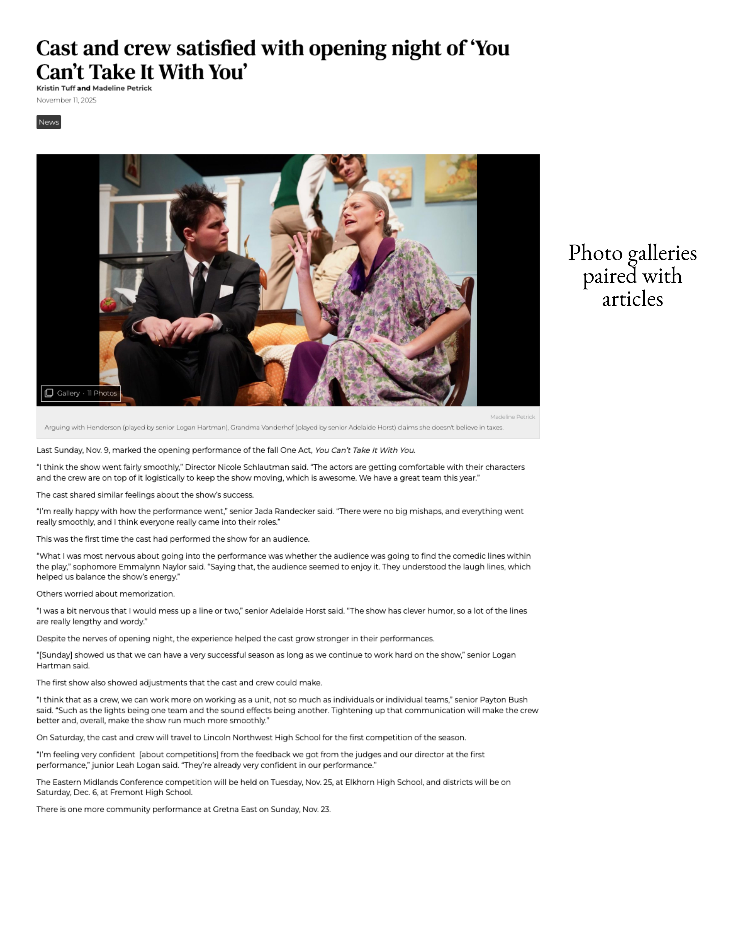 PHOTO GALLERIES + ARTICLES