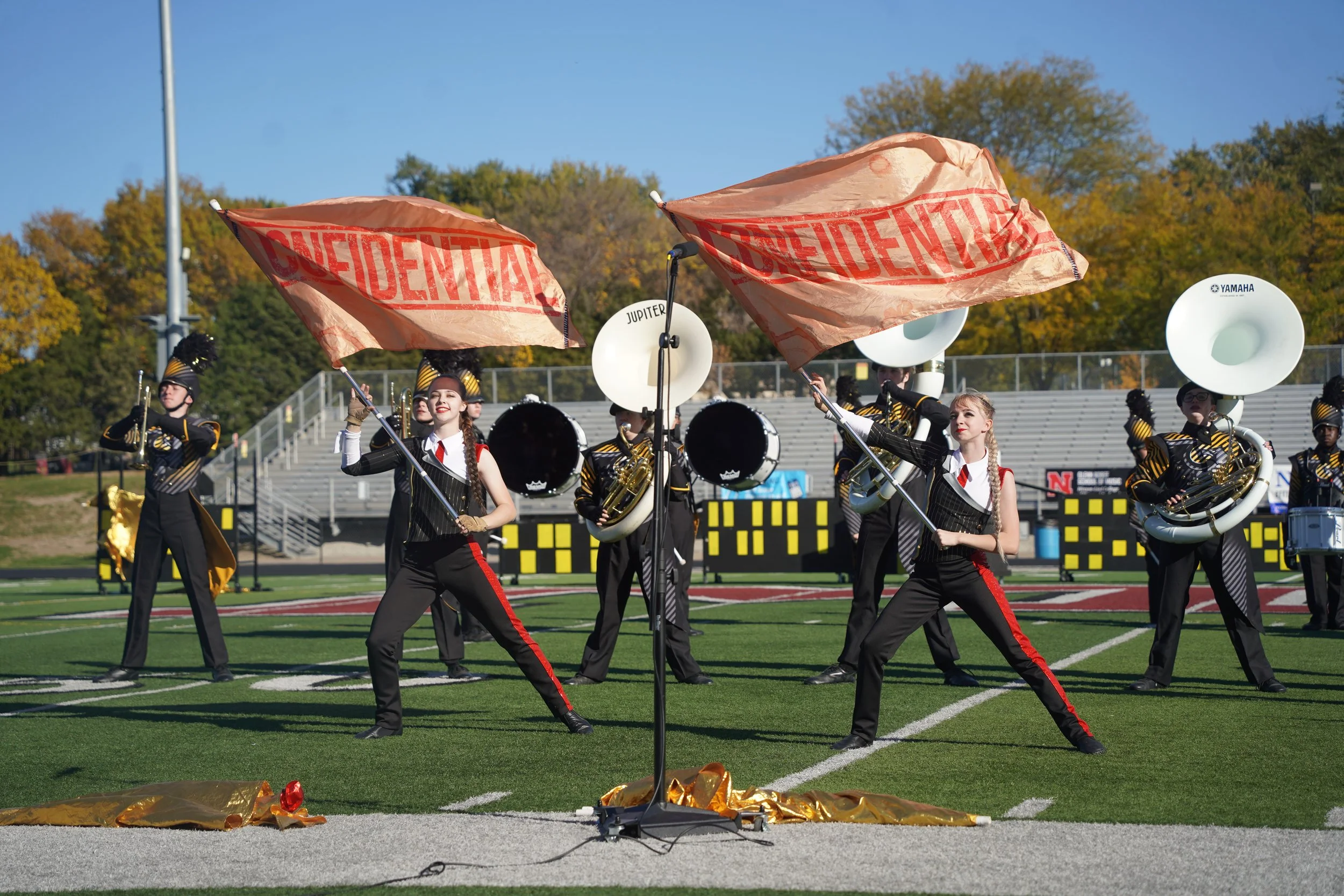2023 - Performing their show, the Griffin Pride Band plays their songs "Spyfall" by Benjamin Hilton and "Skyfall" by Adele at the Nebraska State Band Competition on Oct. 21 at Millard South High School. Their show was titled "Double Agent" and was in