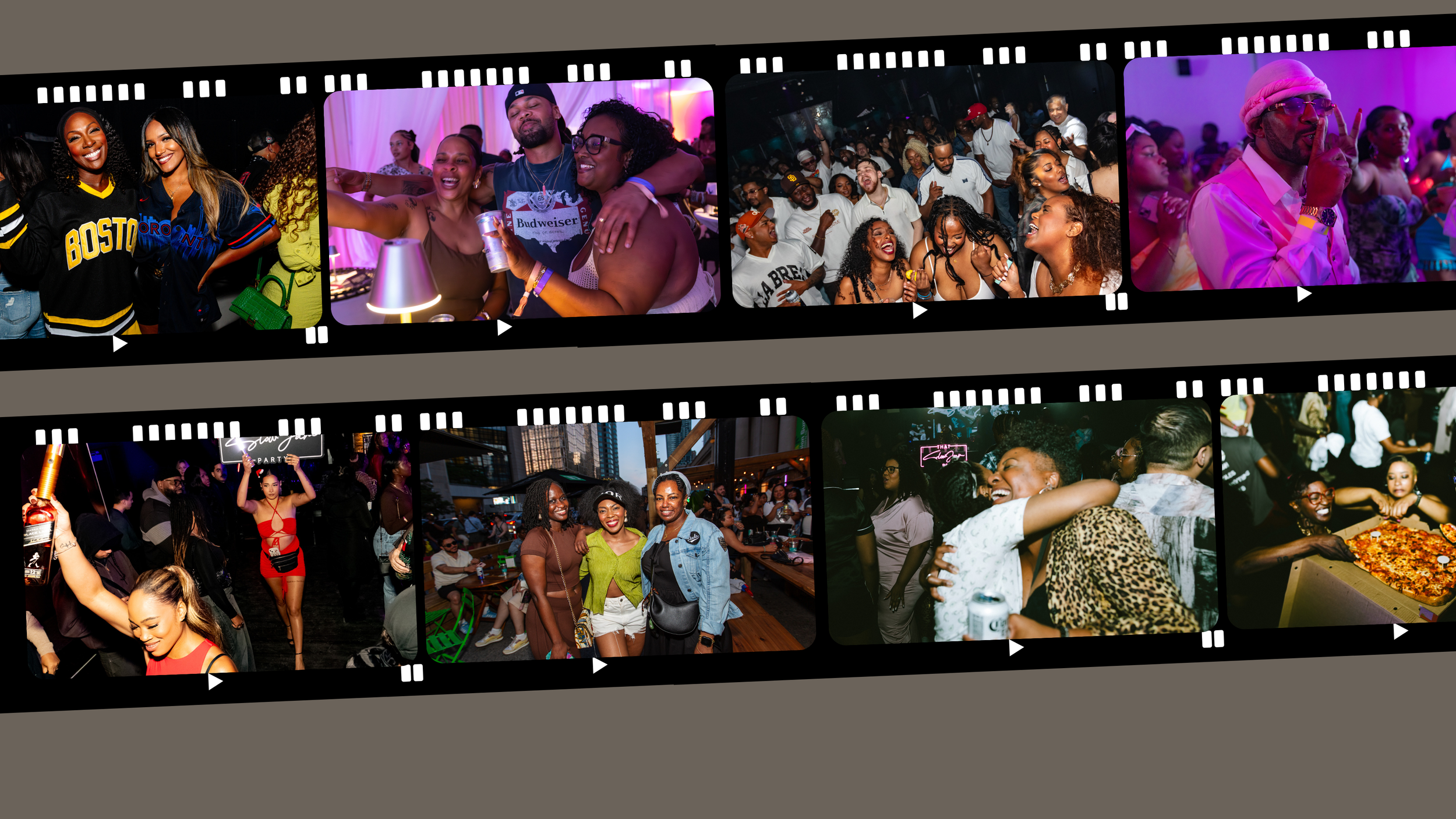 A collage of crowd moments and dance floor scenes from That Slow Jam Party R&B events.