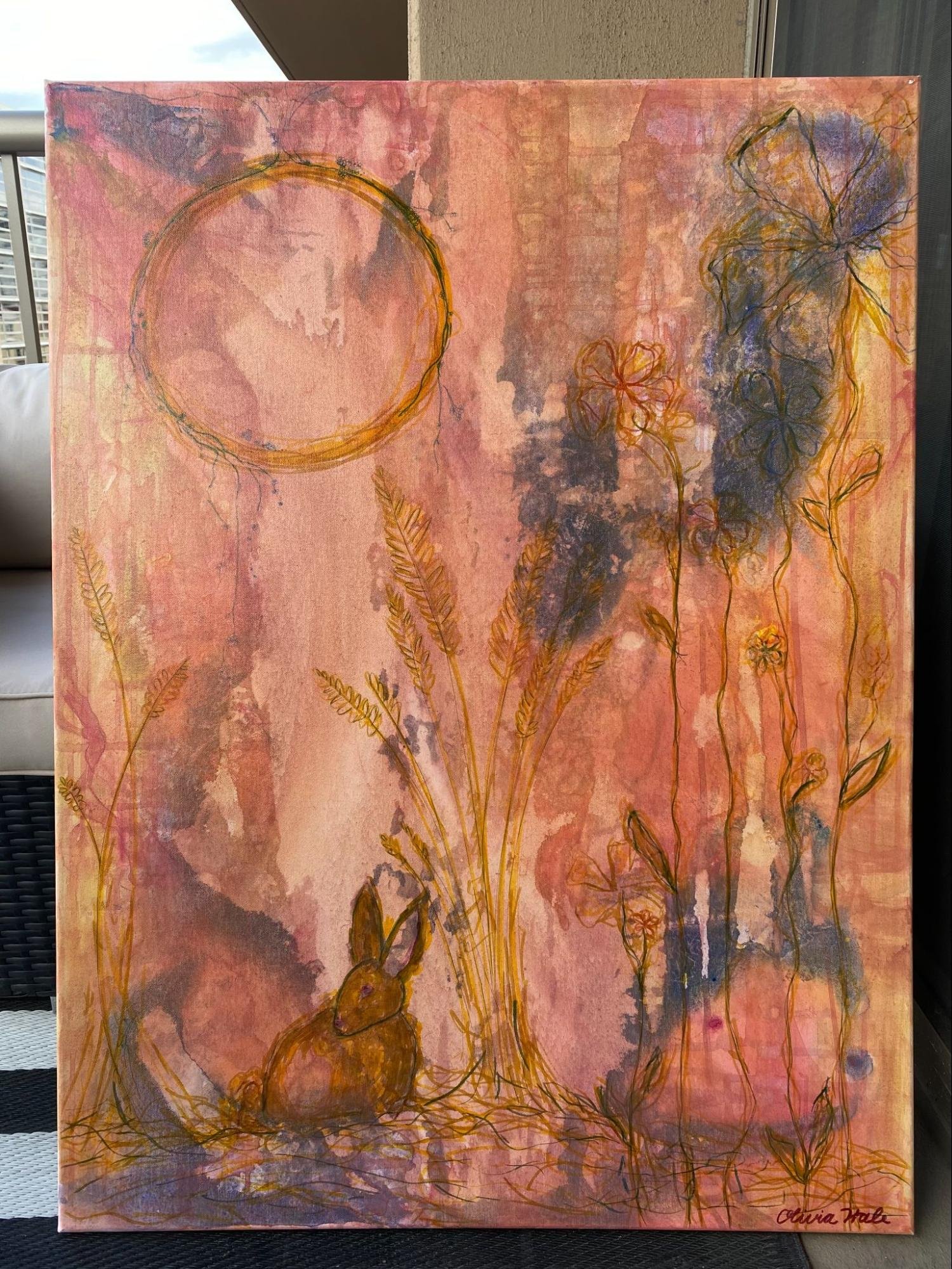 A Harvest Moon Lullaby | 
2023 | 
Acrylic and ink on canvas | 
30 x 40 in