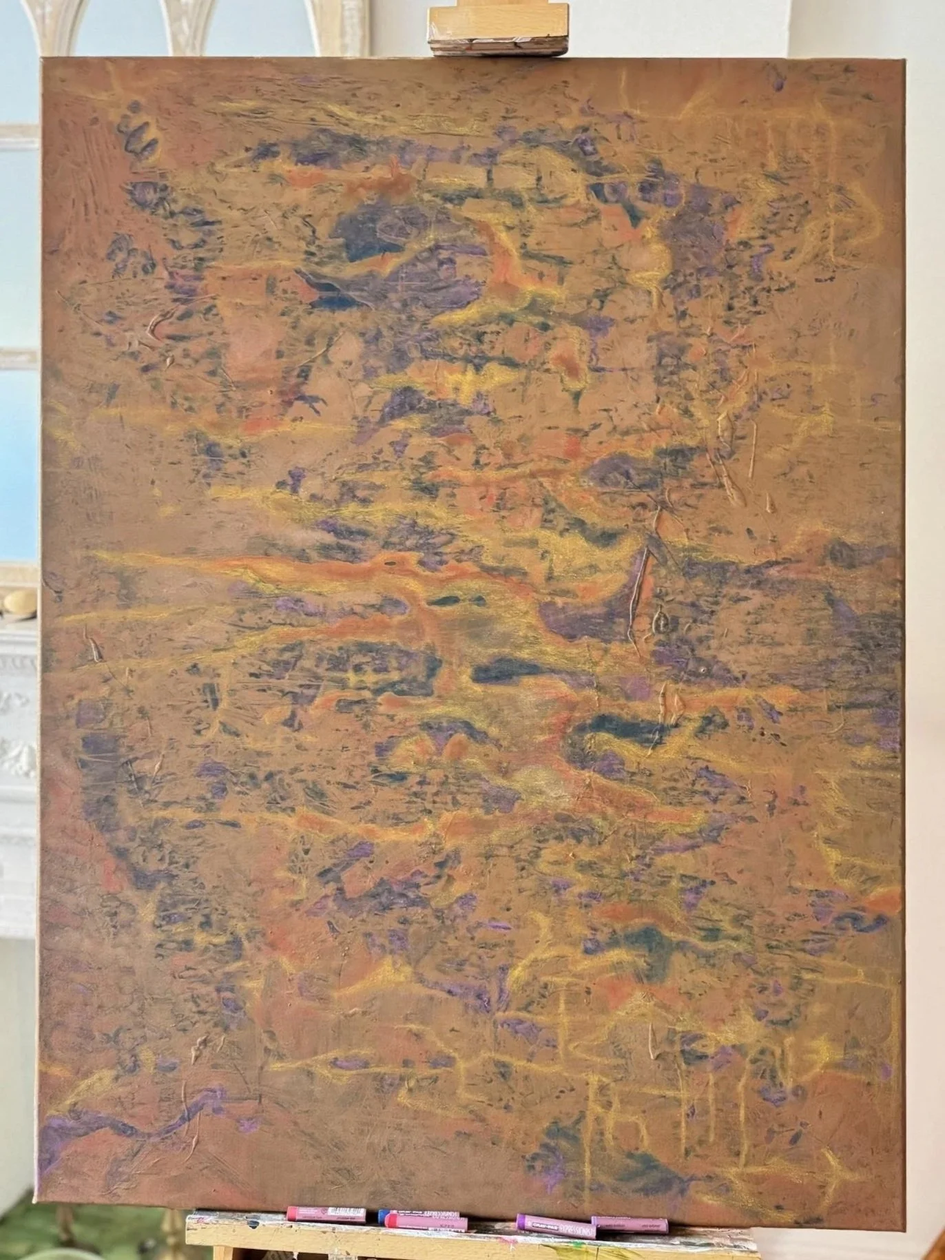 Calm Your Nerves | 
2024 | 
Acrylic and oil pastel on canvas | 
30 x 40 in