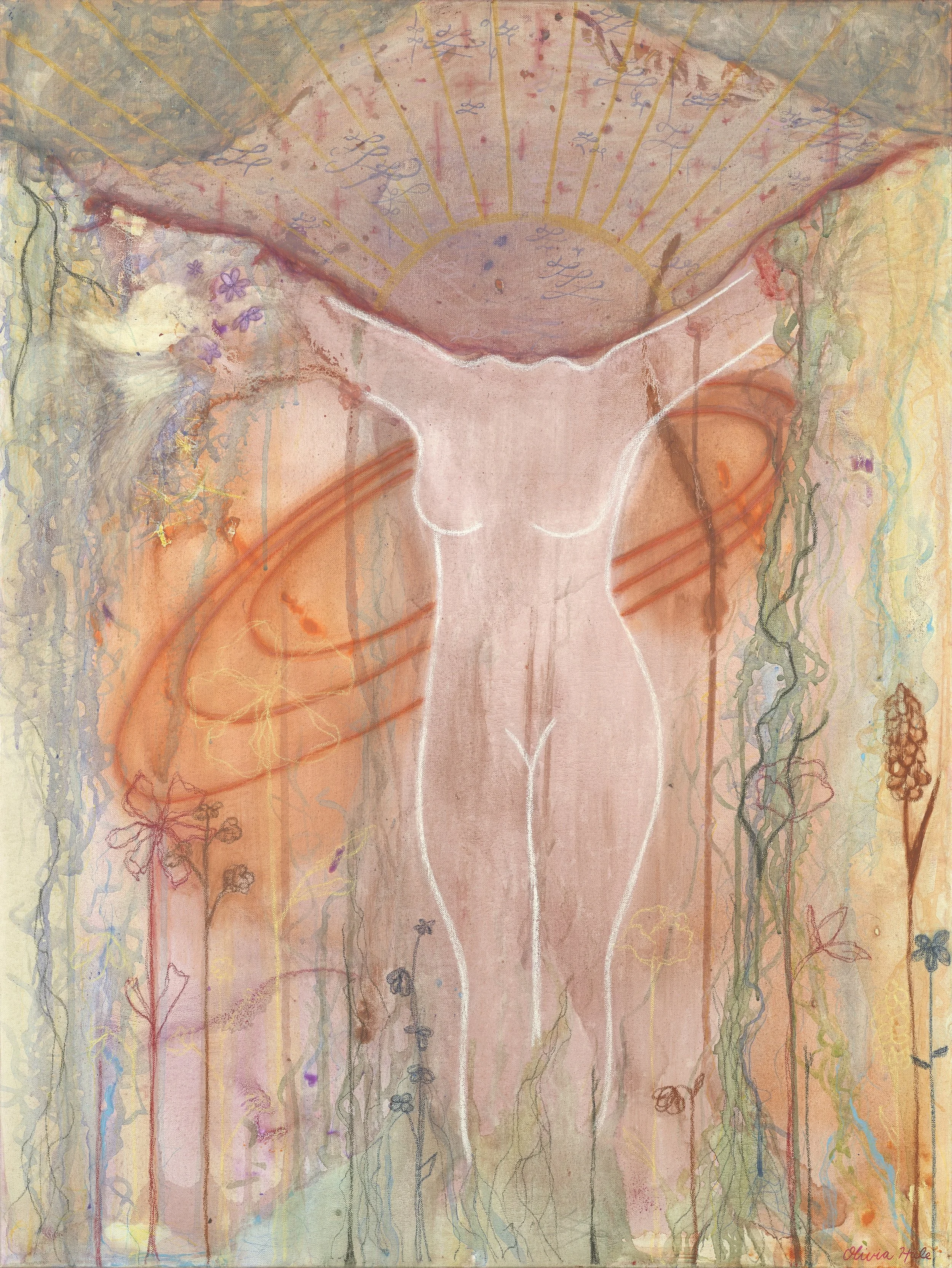 Soulburst | 
2022 | 
Acrylic, soft pastel, and watercolor on
canvas | 
30 x 40 in